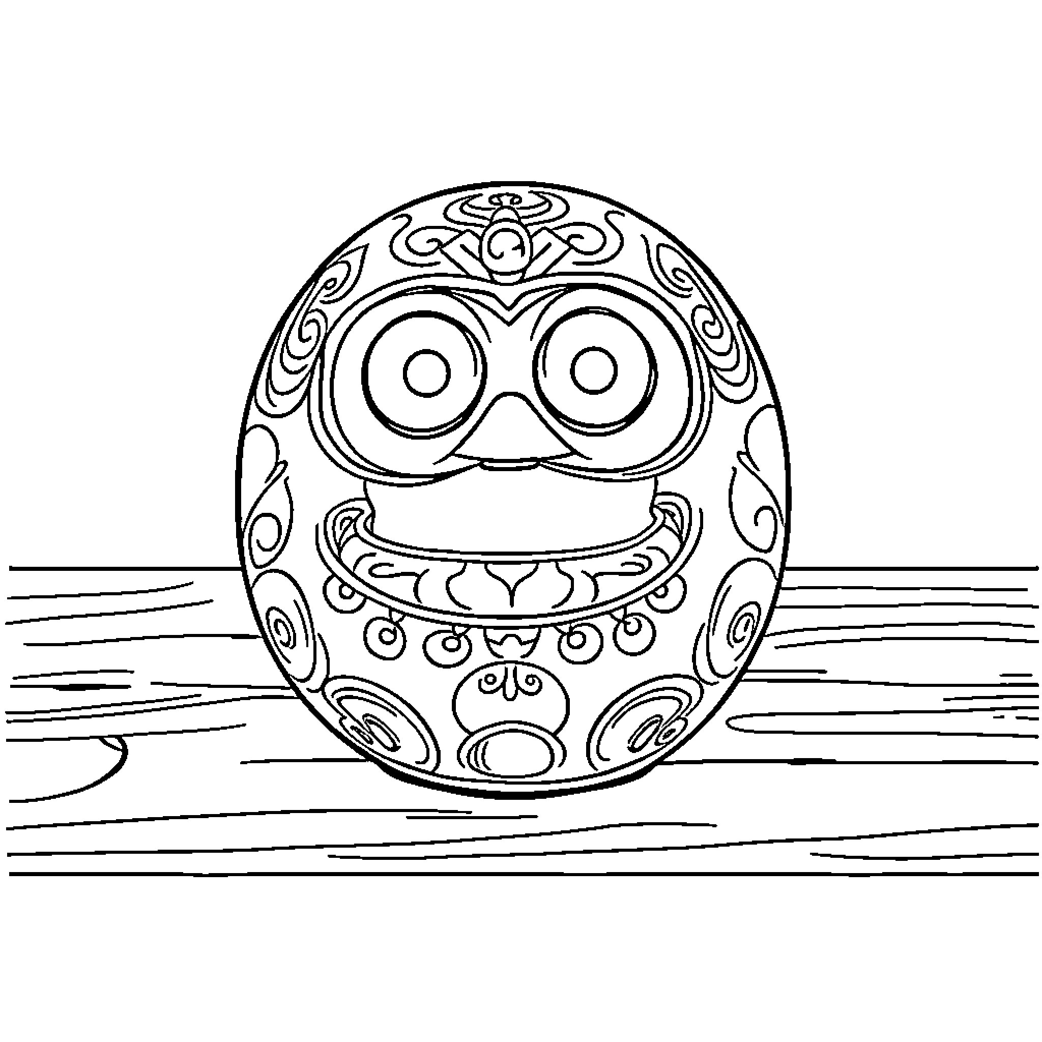 Daruma Doll with Playful Expression Coloring Page (free black-and-white line drawing printable PDF for all, from beginners to advanced learners, including children, teens, adults, and seniors)