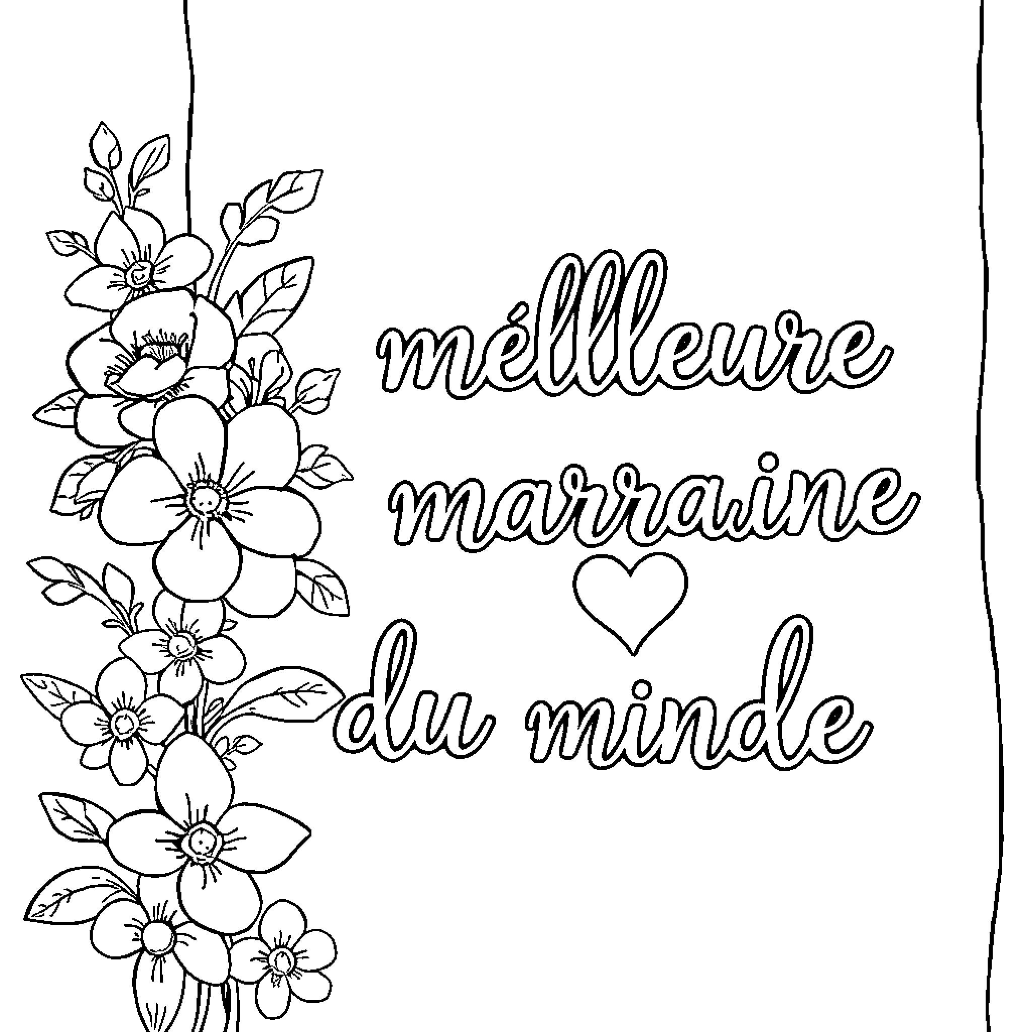 Godmother's Floral Blessing for the World Coloring Page (free black-and-white line drawing printable PDF for all, from beginners to advanced learners, including children, teens, adults, and seniors)