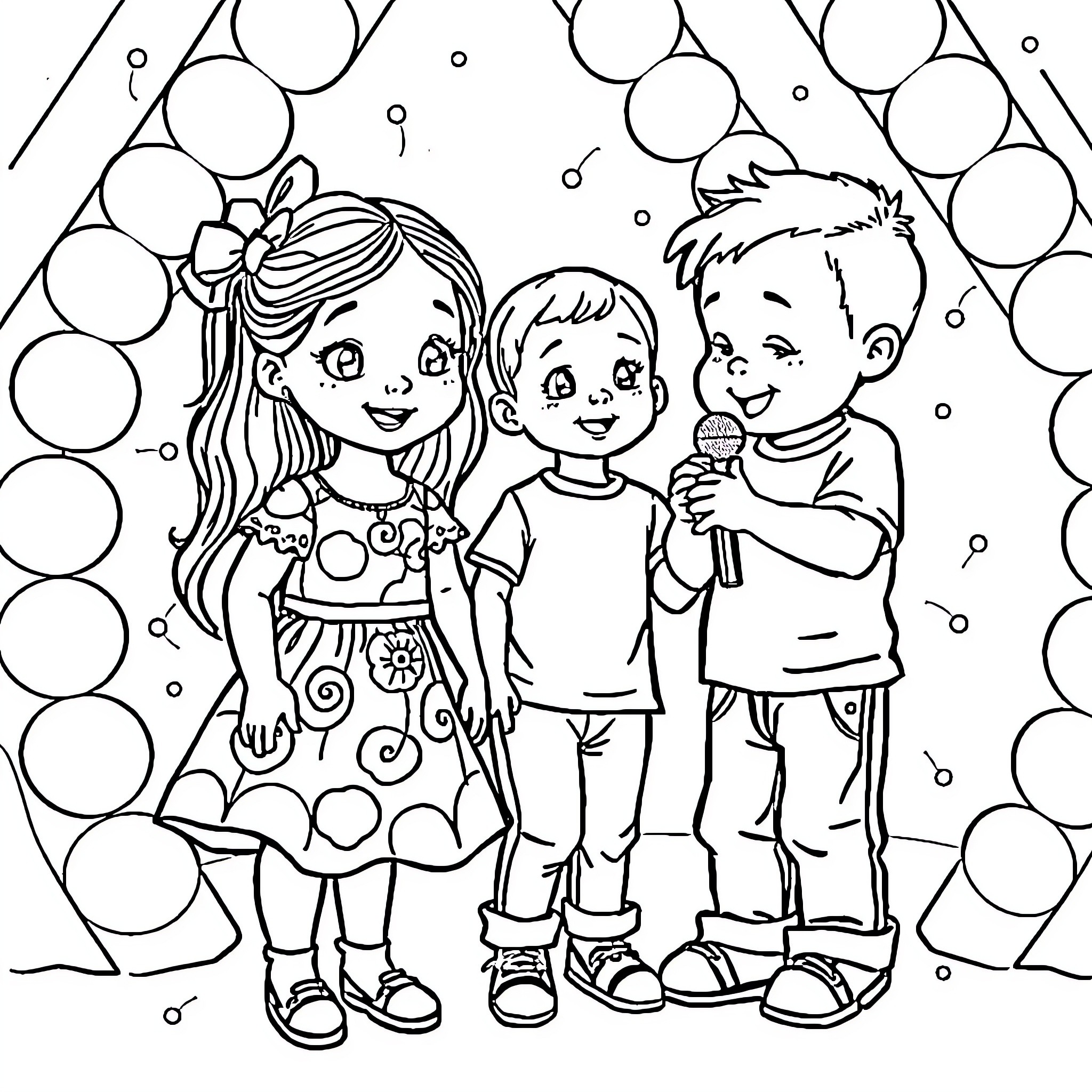 Child Enjoying Playtime with Friends Coloring Page (free black-and-white line drawing printable PDF for all, from beginners to advanced learners, including children, teens, adults, and seniors)