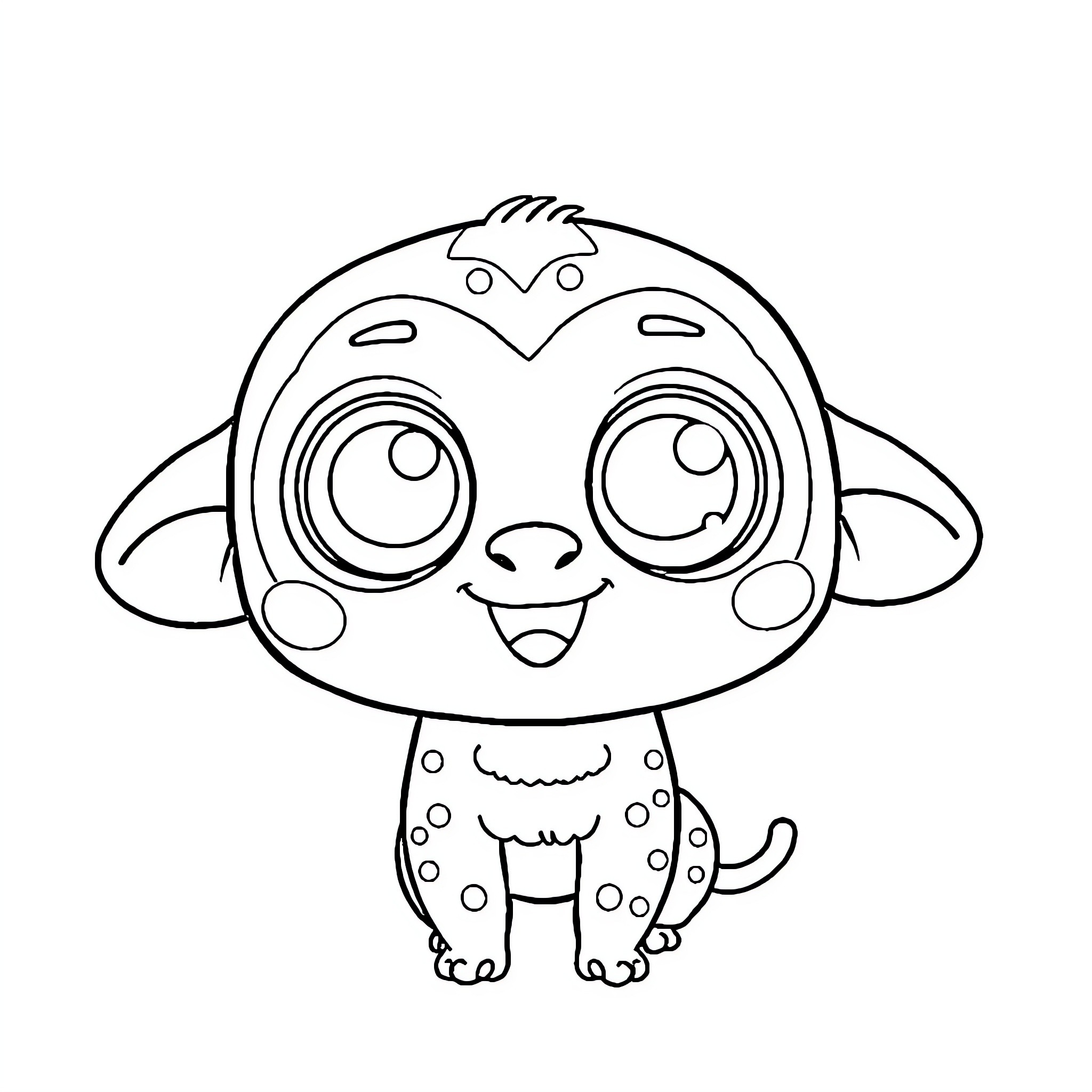 Labubu the cute and happy cartoon creature Coloring Page (free black-and-white line drawing printable PDF for all, from beginners to advanced learners, including children, teens, adults, and seniors)