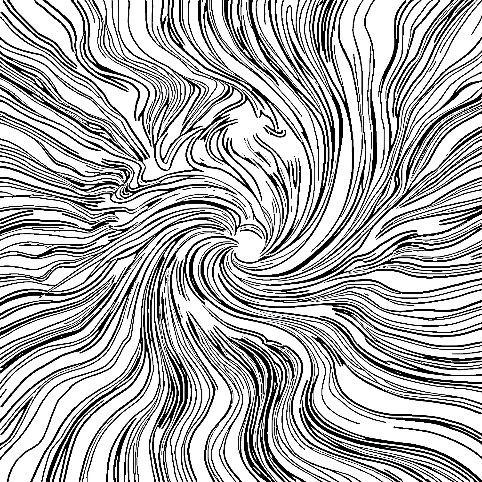 Vortex of swirling lines and patterns Coloring Page (free black-and-white line drawing printable PDF for all, from beginners to advanced learners, including children, teens, adults, and seniors)