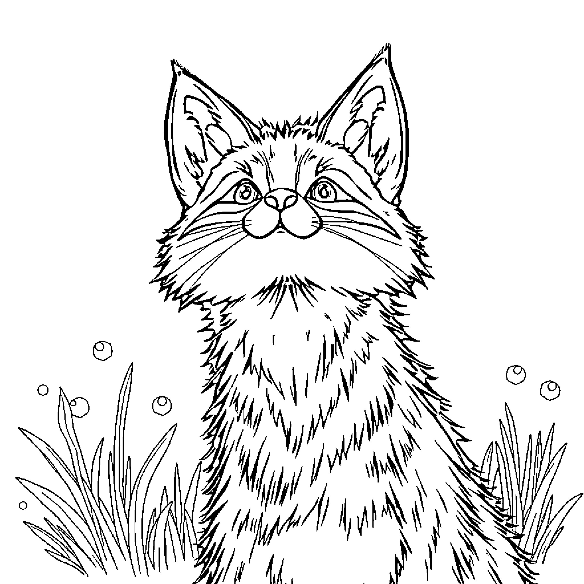 Zorro the curious cat exploring the outdoors Coloring Page (free black-and-white line drawing printable PDF for all, from beginners to advanced learners, including children, teens, adults, and seniors)