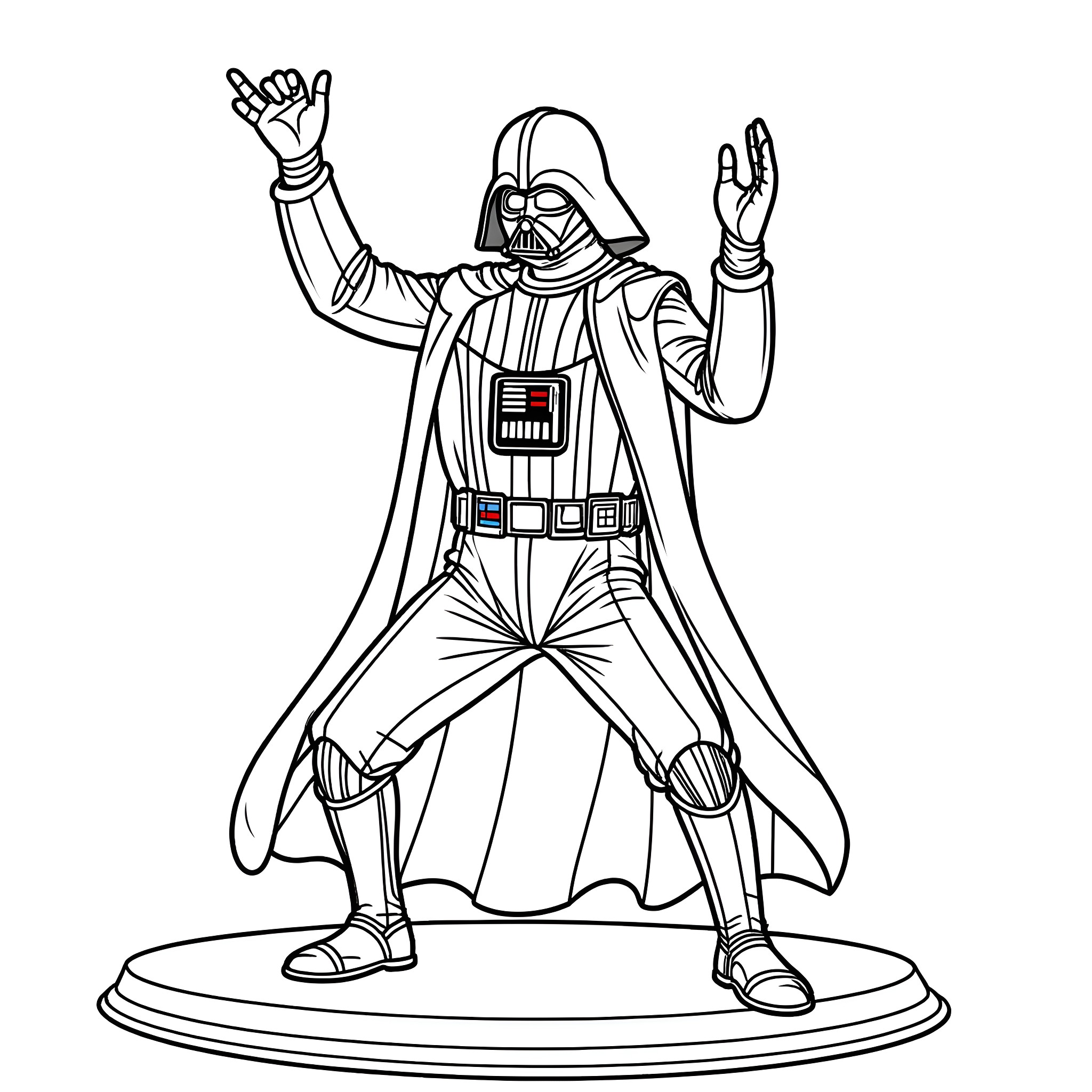 Darth Vader's Commanding Presence Coloring Page (free black-and-white line drawing printable PDF for all, from beginners to advanced learners, including children, teens, adults, and seniors)