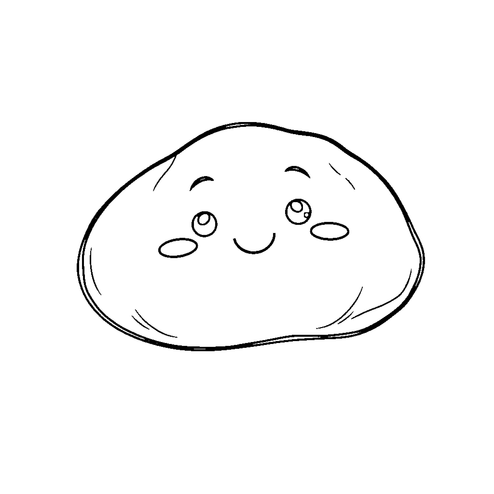Dough character with a cheerful expression Coloring Page (free black-and-white line drawing printable PDF for all, from beginners to advanced learners, including children, teens, adults, and seniors)