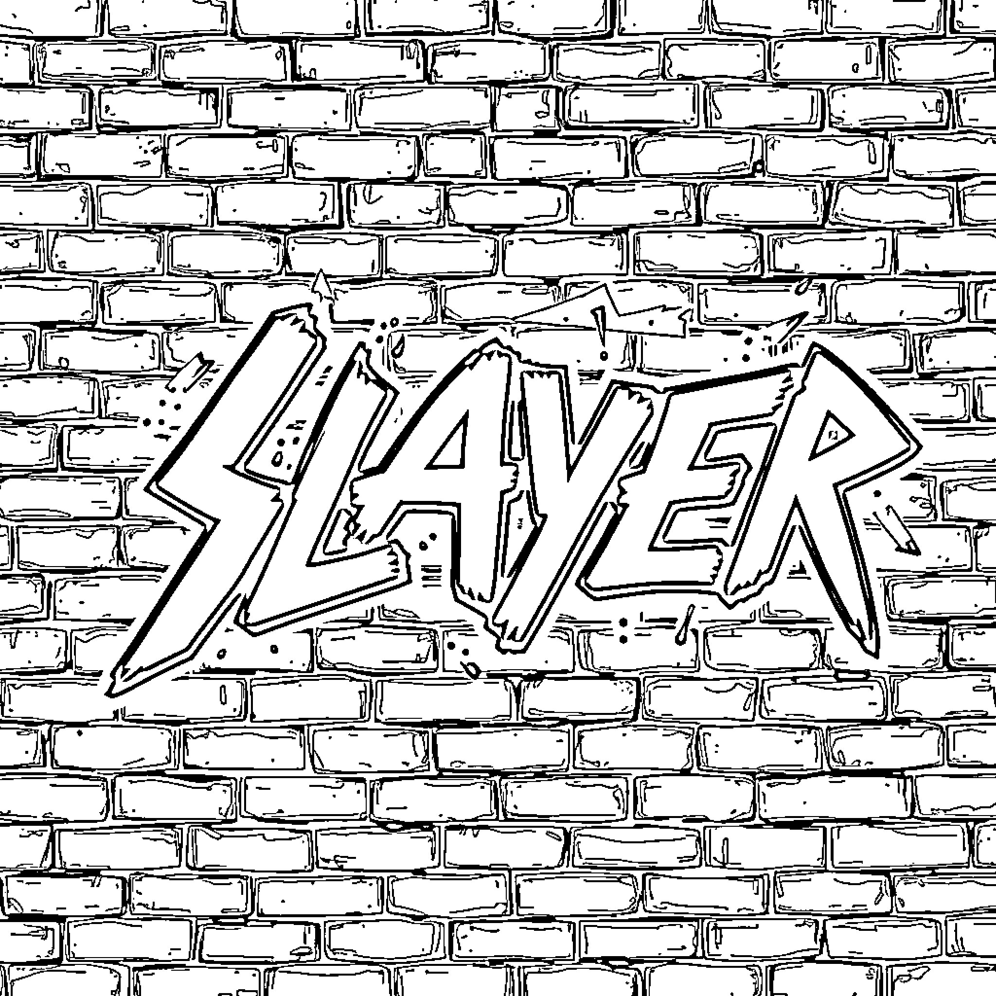 Graffiti Artwork on Brick Wall Coloring Page (free black-and-white line drawing printable PDF for all, from beginners to advanced learners, including children, teens, adults, and seniors)