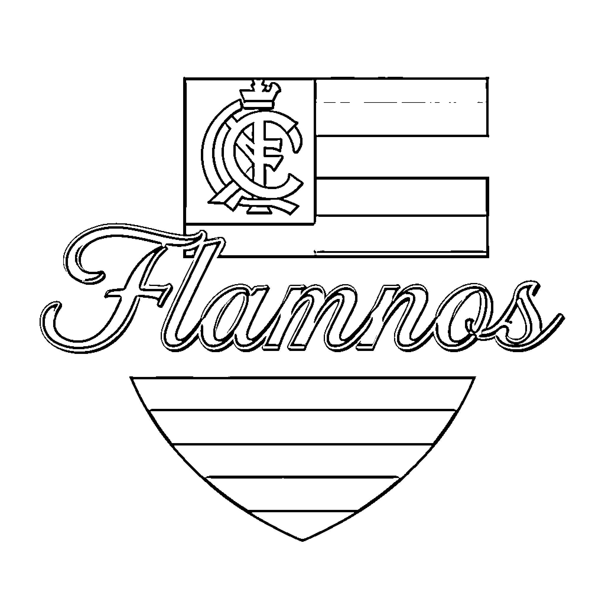 Flamengo Logo with Crest and Text Coloring Page (free black-and-white line drawing printable PDF for all, from beginners to advanced learners, including children, teens, adults, and seniors)
