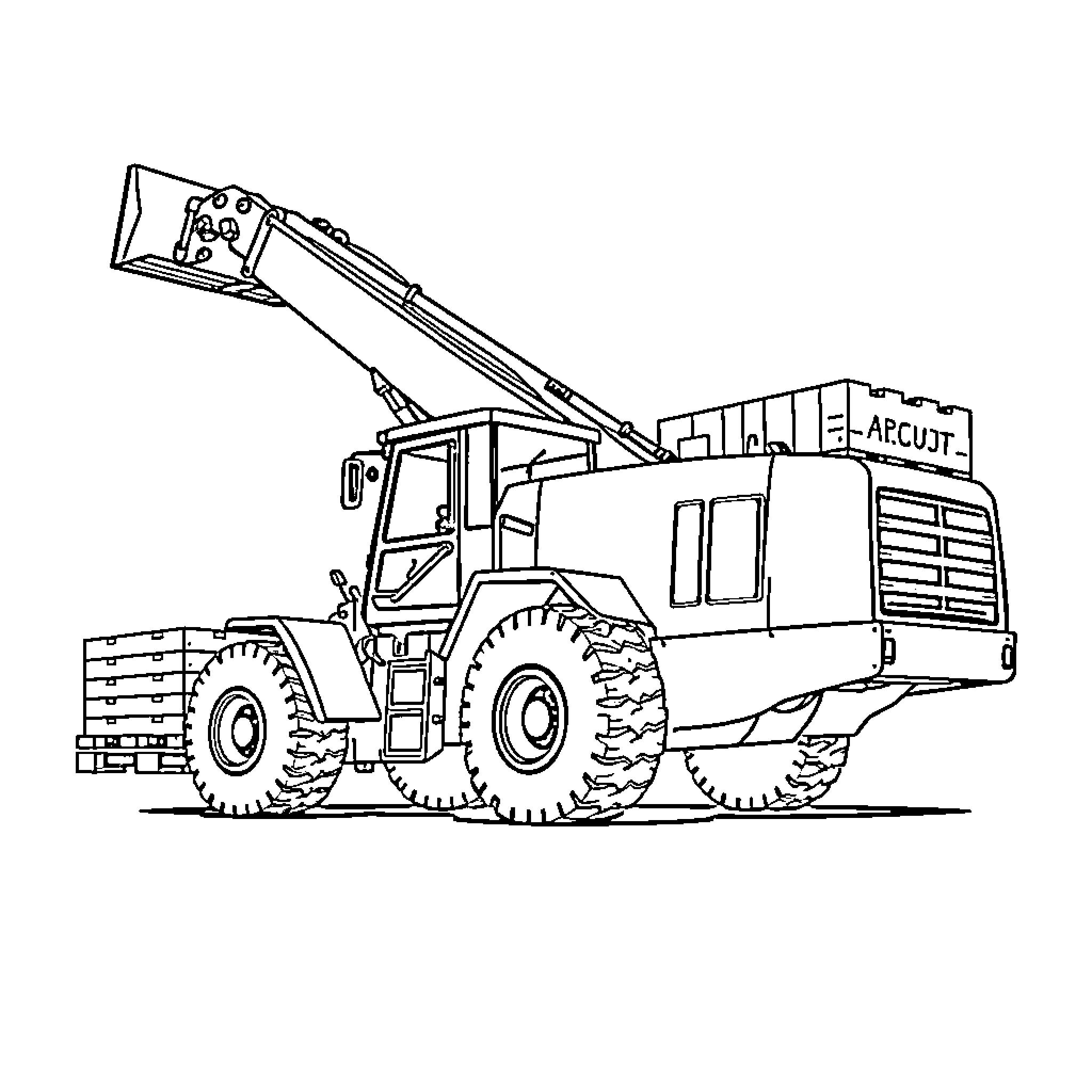 Telescopic Construction Equipment in Action Coloring Page (free black-and-white line drawing printable PDF for all, from beginners to advanced learners, including children, teens, adults, and seniors)