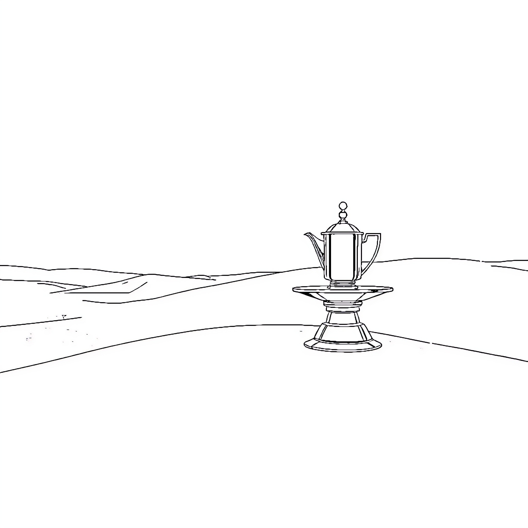 Dromadaire trophy in desert landscape Coloring Page (free black-and-white line drawing printable PDF for all, from beginners to advanced learners, including children, teens, adults, and seniors)