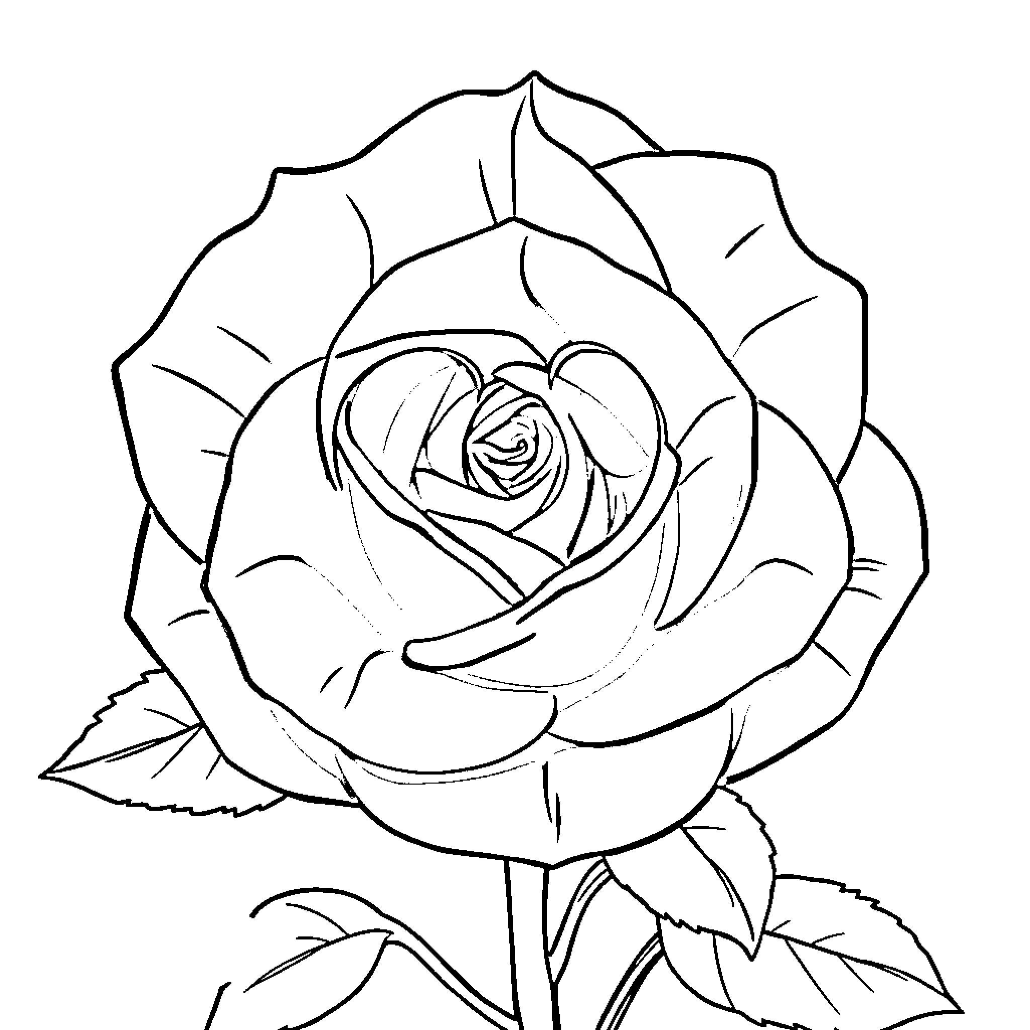 Rose blooming beautifully in the garden Coloring Page (free black-and-white line drawing printable PDF for all, from beginners to advanced learners, including children, teens, adults, and seniors)