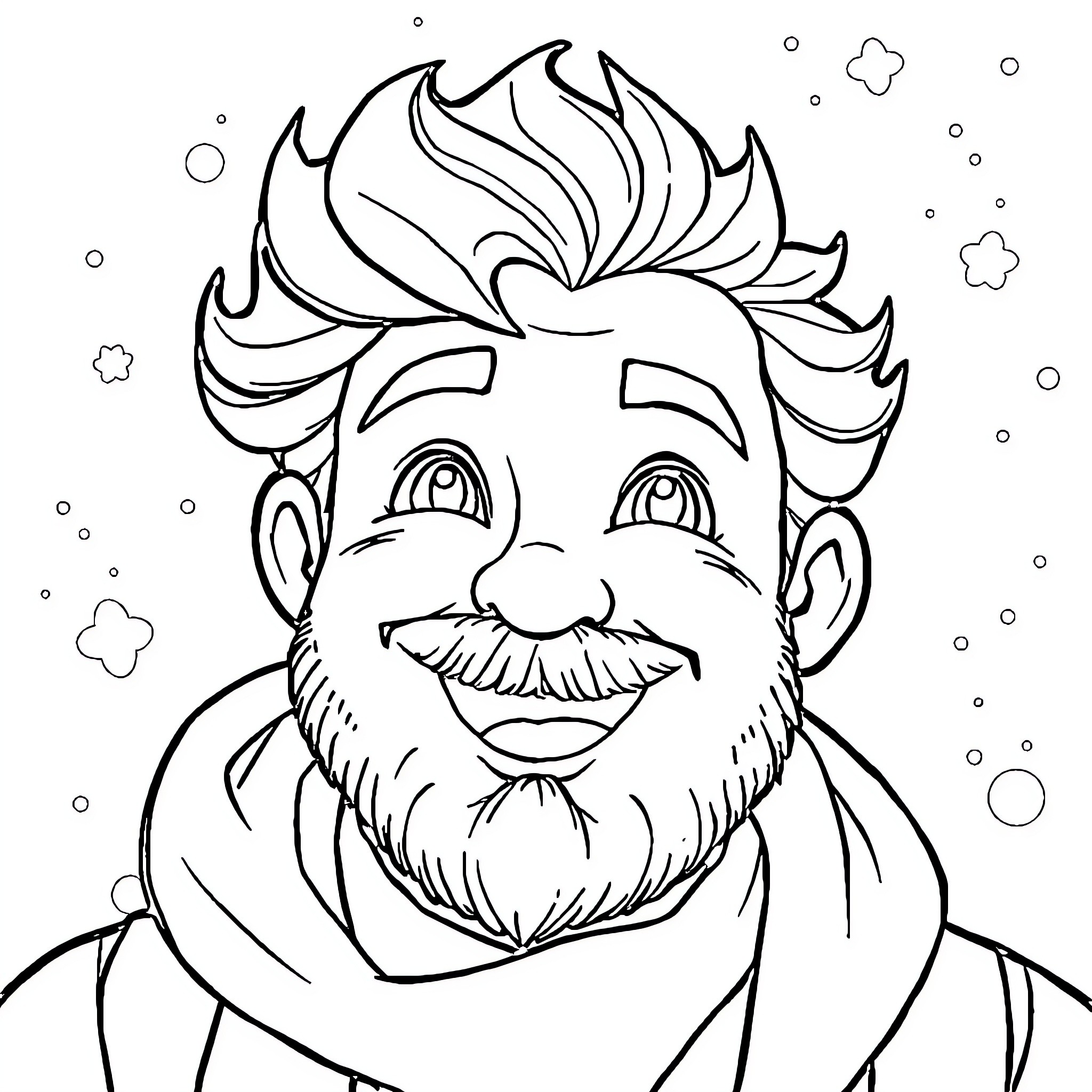 Futur quirky character with expressive features Coloring Page (free black-and-white line drawing printable PDF for all, from beginners to advanced learners, including children, teens, adults, and seniors)