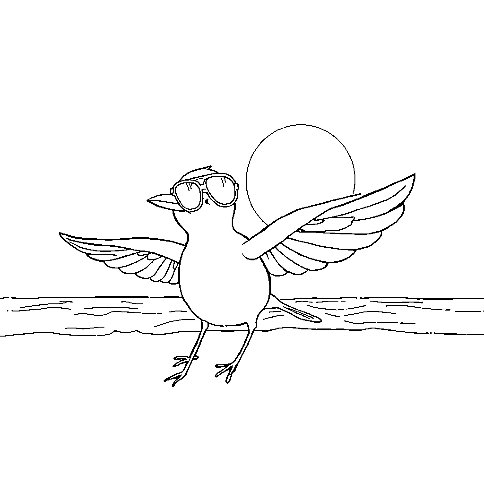 Avión del pájaro con alas extendidas Coloring Page (free black-and-white line drawing printable PDF for all, from beginners to advanced learners, including children, teens, adults, and seniors)