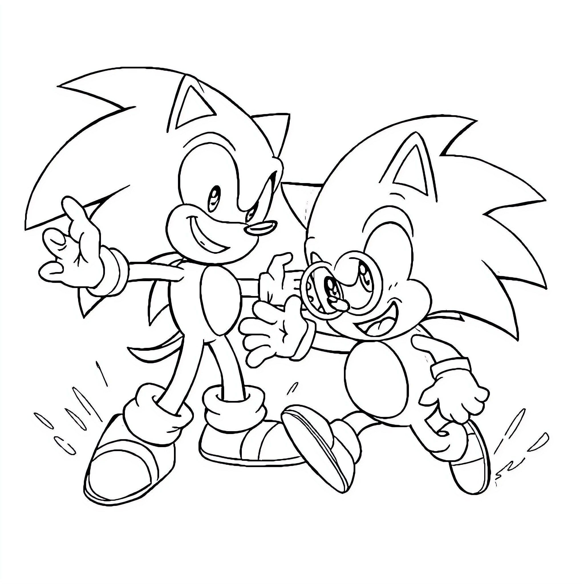 Minions playing and running happily Coloring Page (free black-and-white line drawing printable PDF for all, from beginners to advanced learners, including children, teens, adults, and seniors)