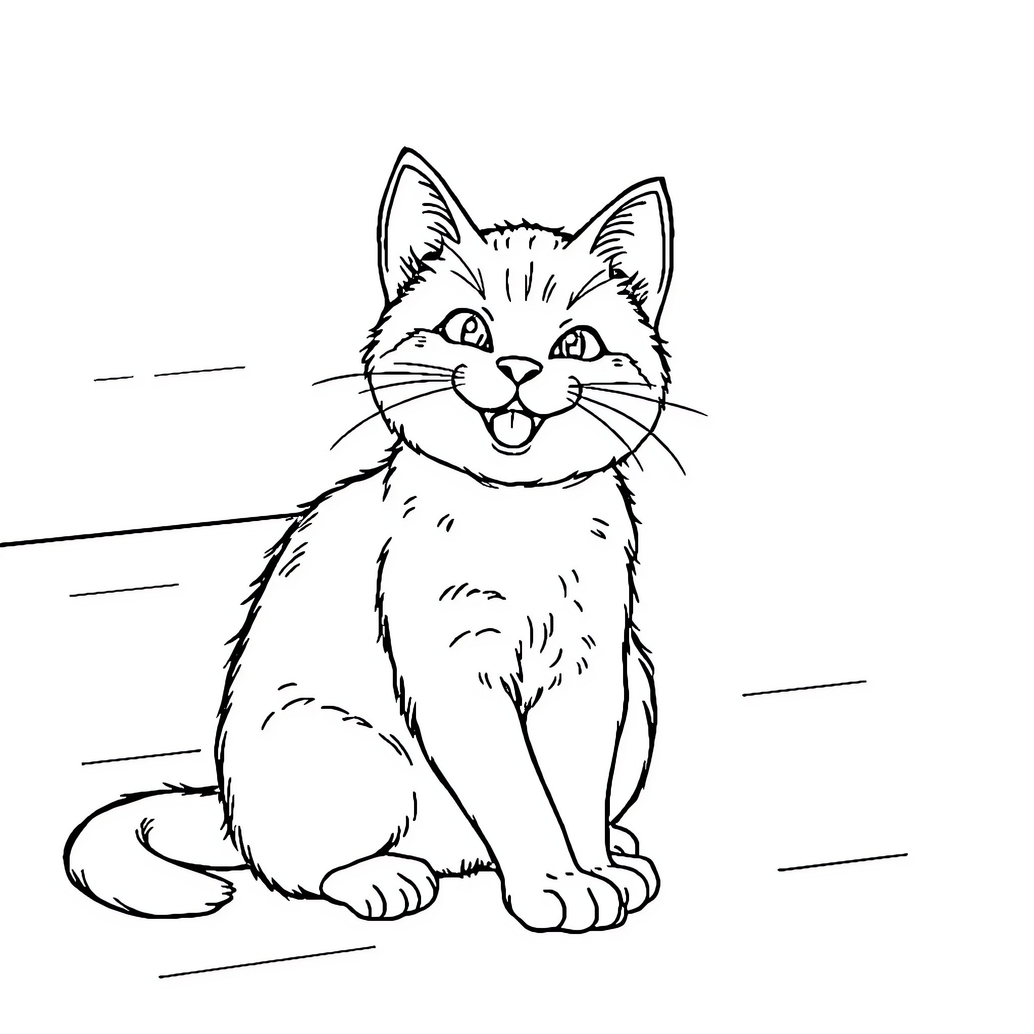 Lemon Cat looks excited Coloring Page (free black-and-white line drawing printable PDF for all, from beginners to advanced learners, including children, teens, adults, and seniors)