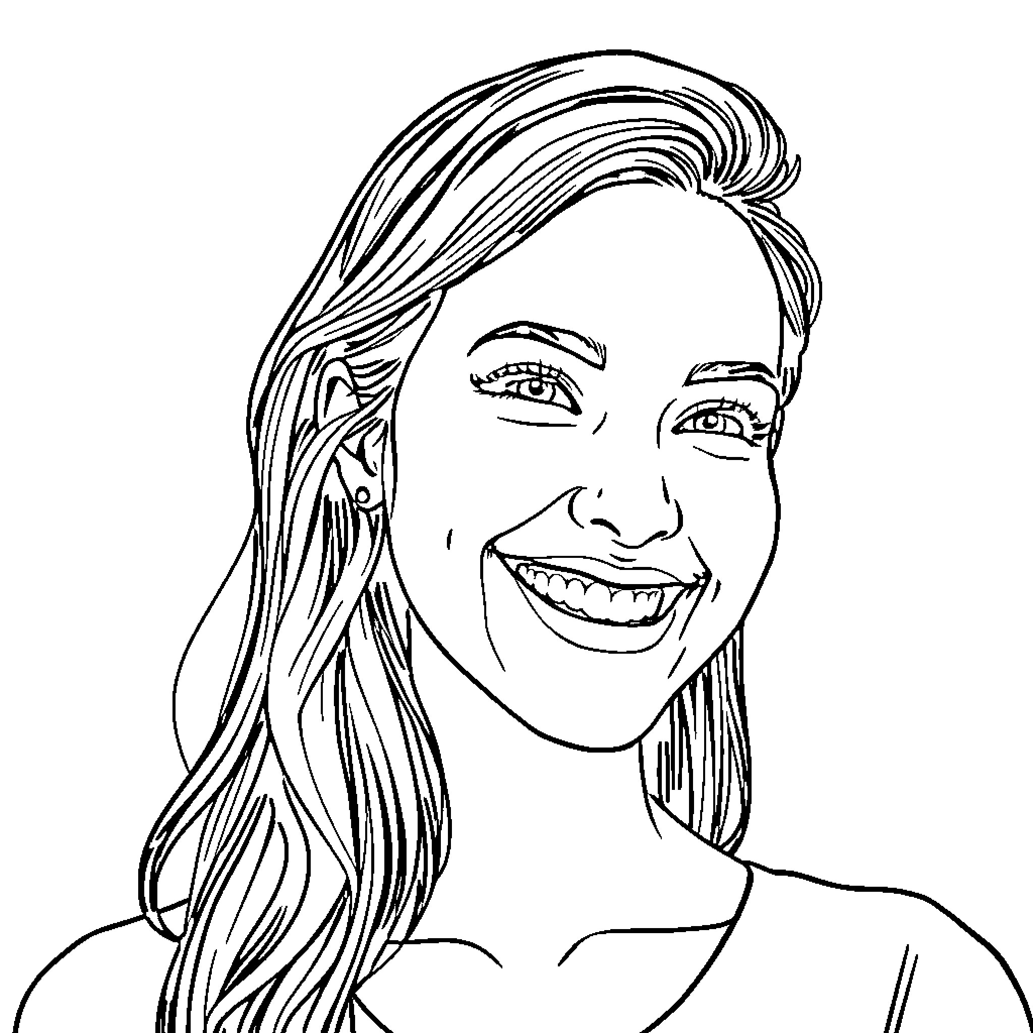 Lisa enjoying a delightful moment Coloring Page (free black-and-white line drawing printable PDF for all, from beginners to advanced learners, including children, teens, adults, and seniors)