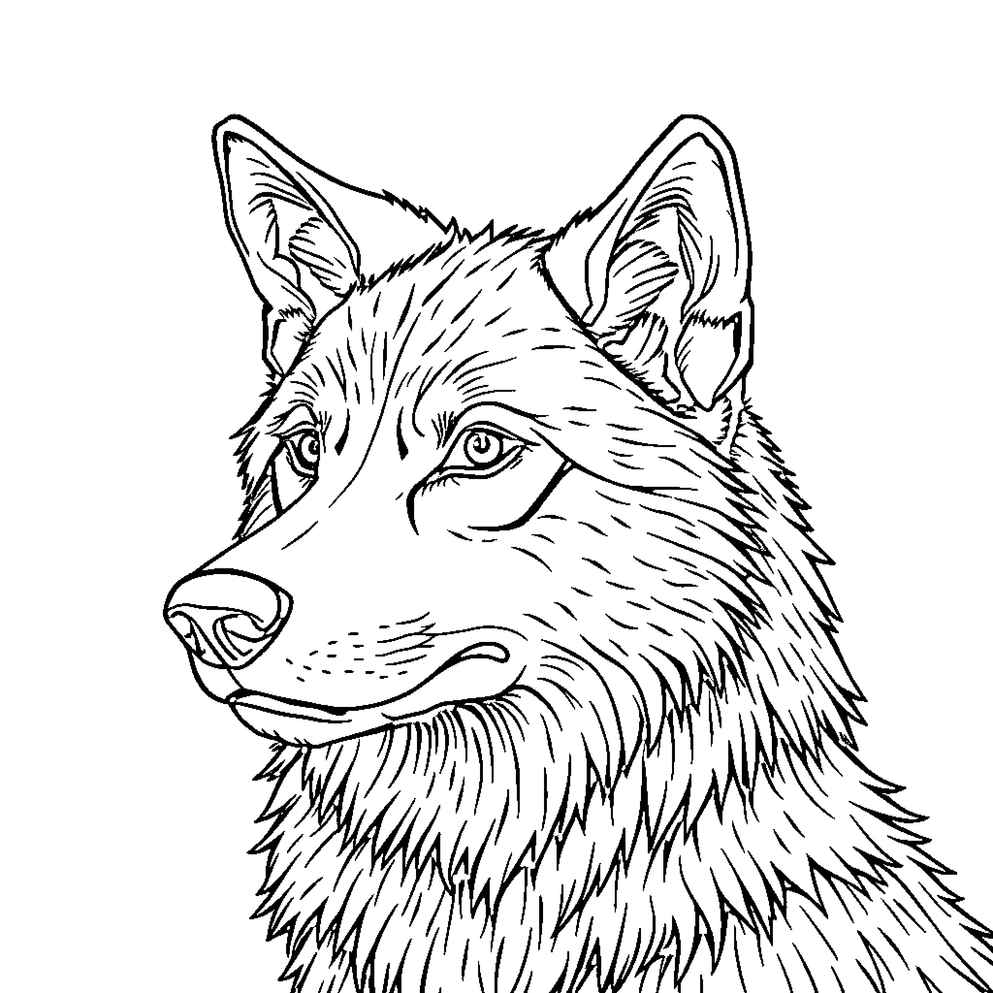 Banana Wolf staring intensely Coloring Page (free black-and-white line drawing printable PDF for all, from beginners to advanced learners, including children, teens, adults, and seniors)