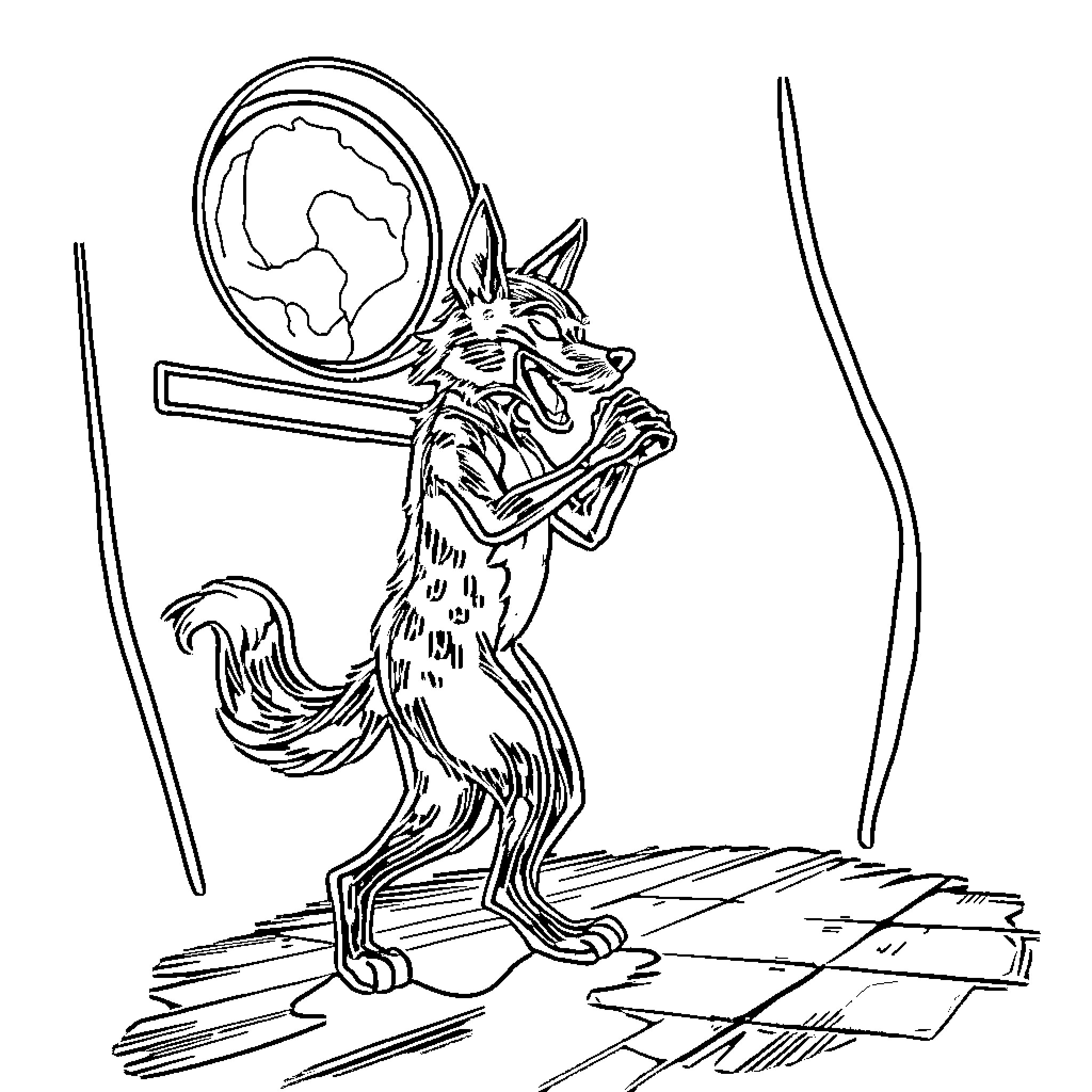 Courage of the Curious Creature Coloring Page (free black-and-white line drawing printable PDF for all, from beginners to advanced learners, including children, teens, adults, and seniors)