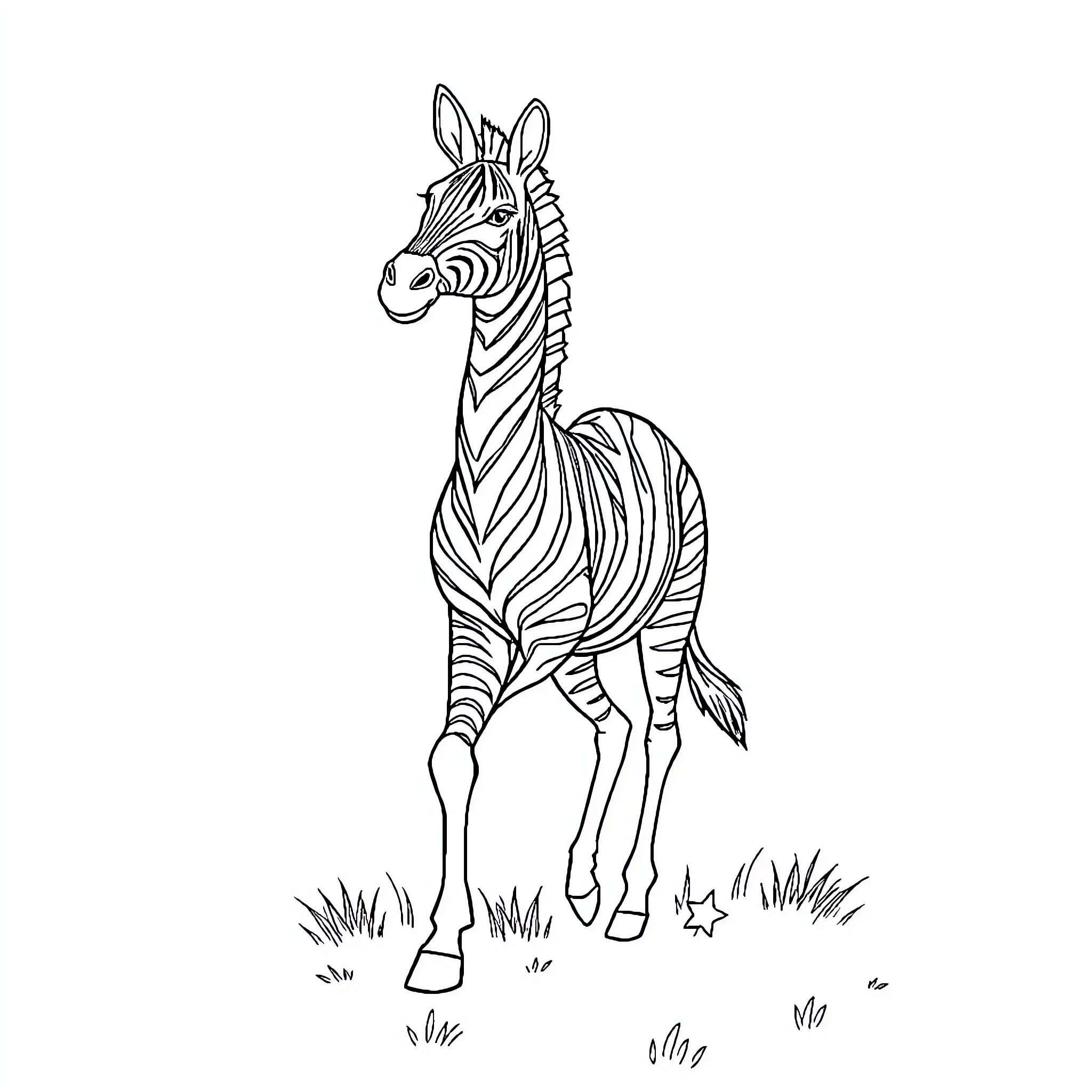 Giraffe standing proudly in natural habitat Coloring Page (free black-and-white line drawing printable PDF for all, from beginners to advanced learners, including children, teens, adults, and seniors)