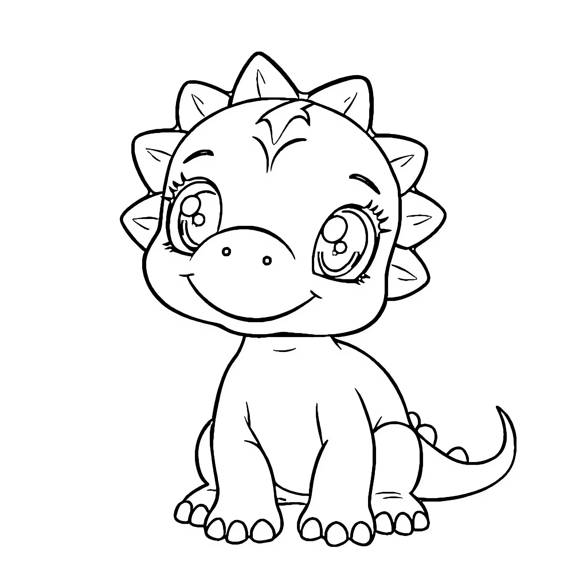 Dinosaur in a cheerful mood Coloring Page (free black-and-white line drawing printable PDF for all, from beginners to advanced learners, including children, teens, adults, and seniors)