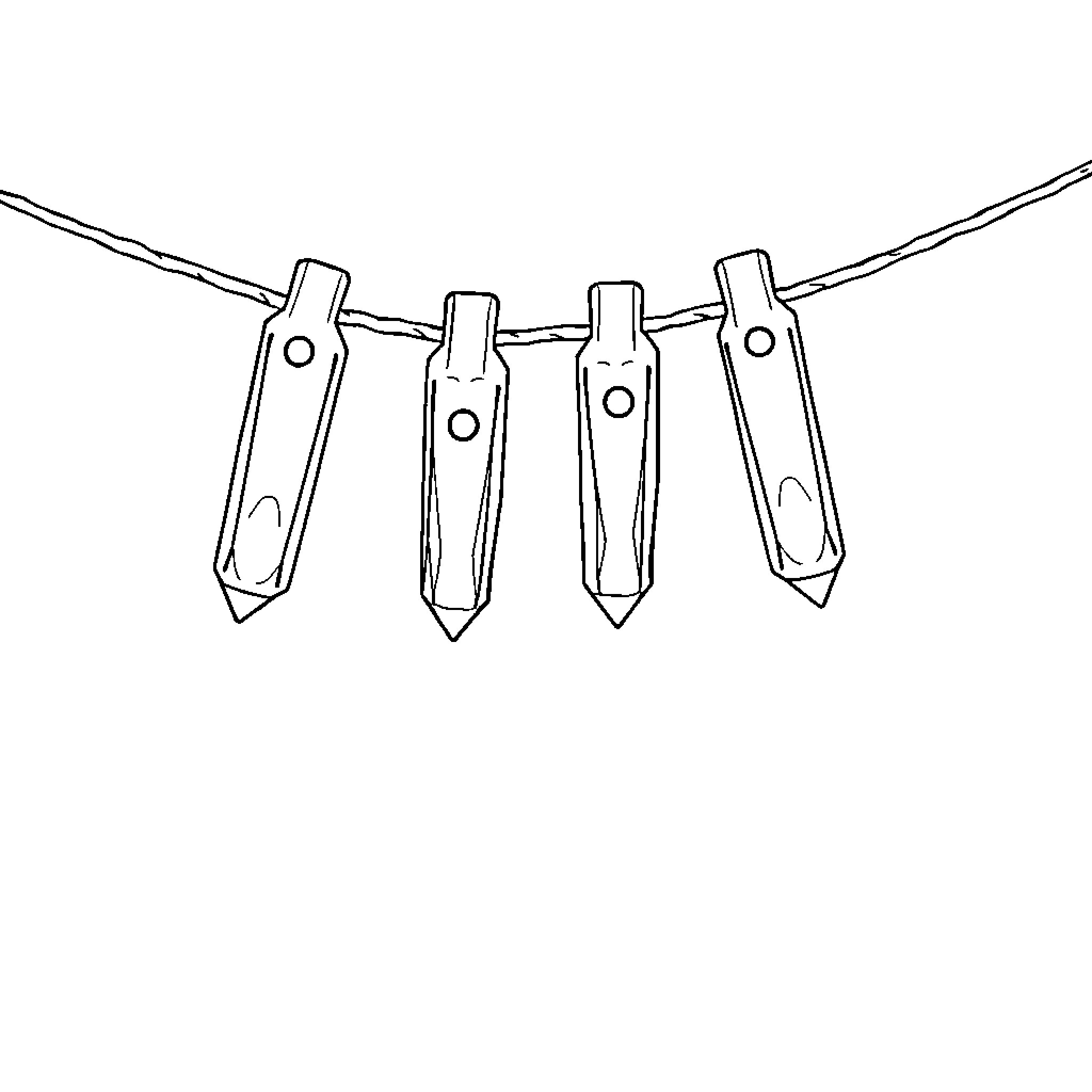 Clothespins hanging on a line Coloring Page (free black-and-white line drawing printable PDF for all, from beginners to advanced learners, including children, teens, adults, and seniors)
