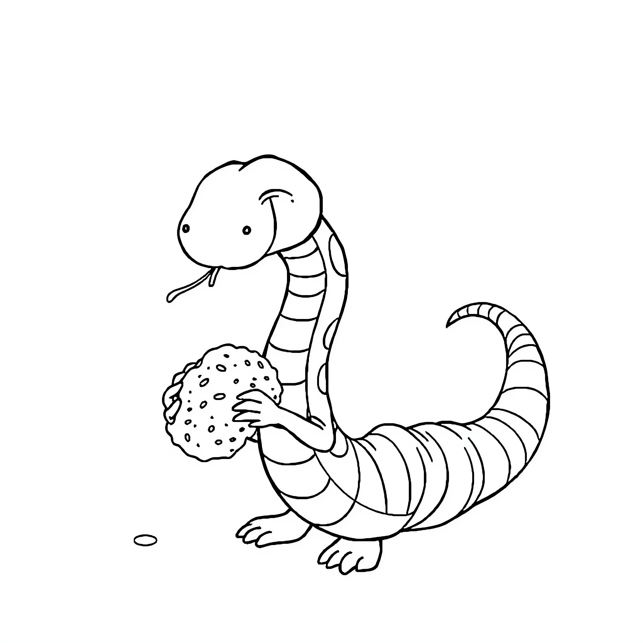 Snake Playing with a Ball Coloring Page (free black-and-white line drawing printable PDF for all, from beginners to advanced learners, including children, teens, adults, and seniors)