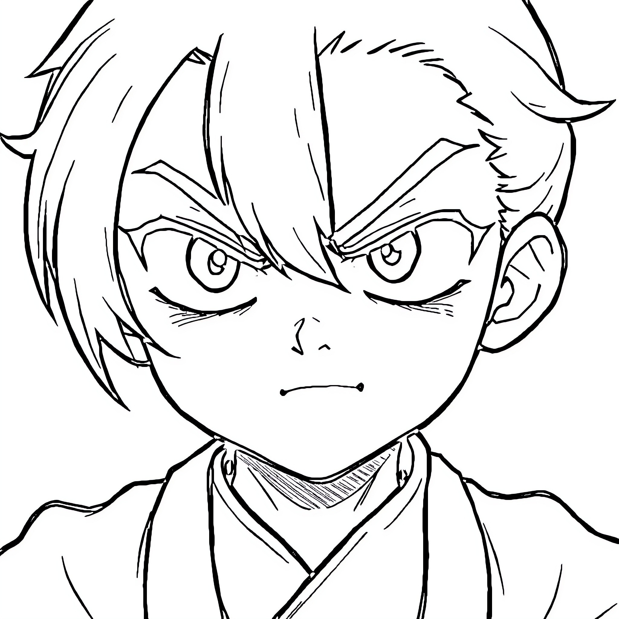 Shinobu's Determined Expression Coloring Page (free black-and-white line drawing printable PDF for all, from beginners to advanced learners, including children, teens, adults, and seniors)