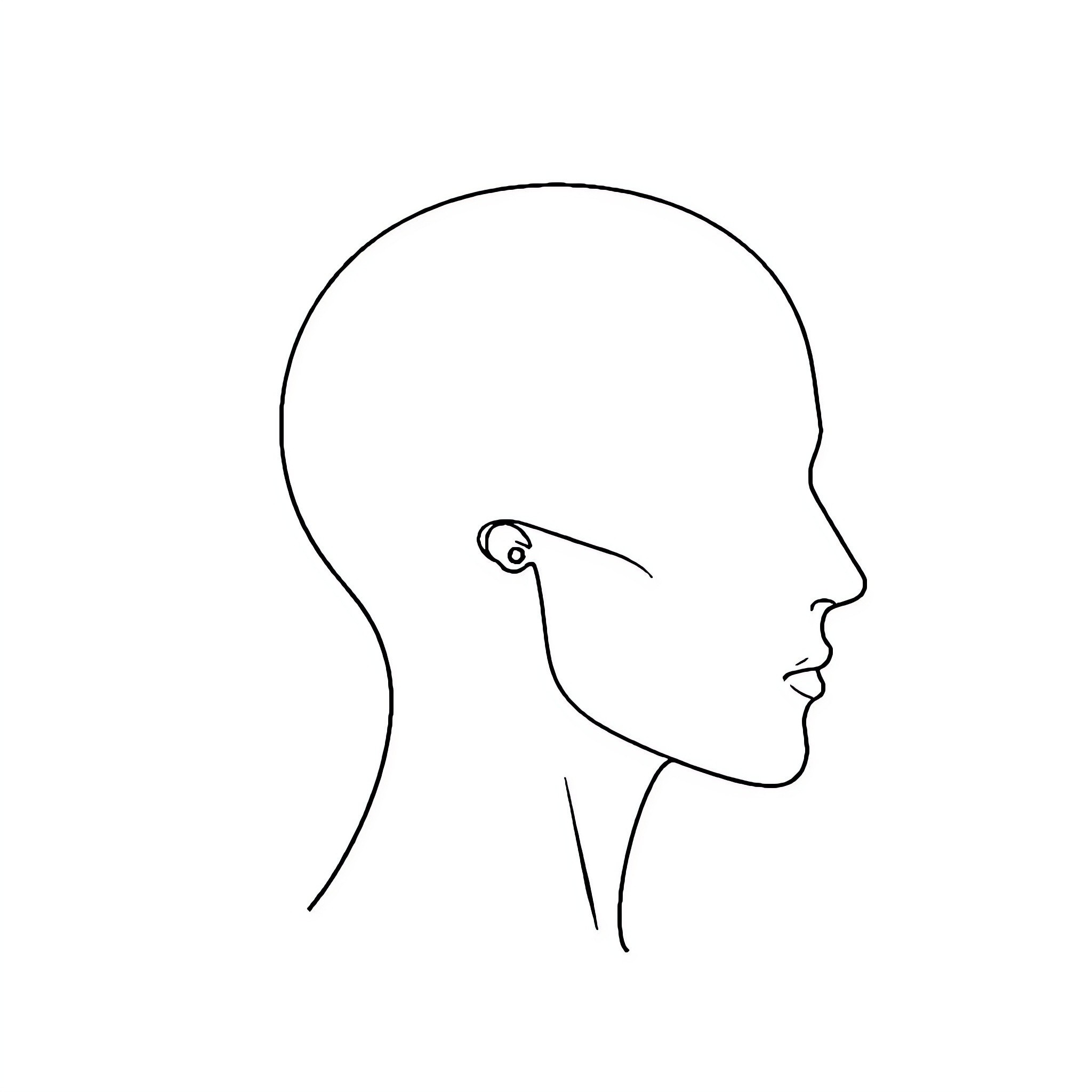 Head in profile silhouette Coloring Page (free black-and-white line drawing printable PDF for all, from beginners to advanced learners, including children, teens, adults, and seniors)
