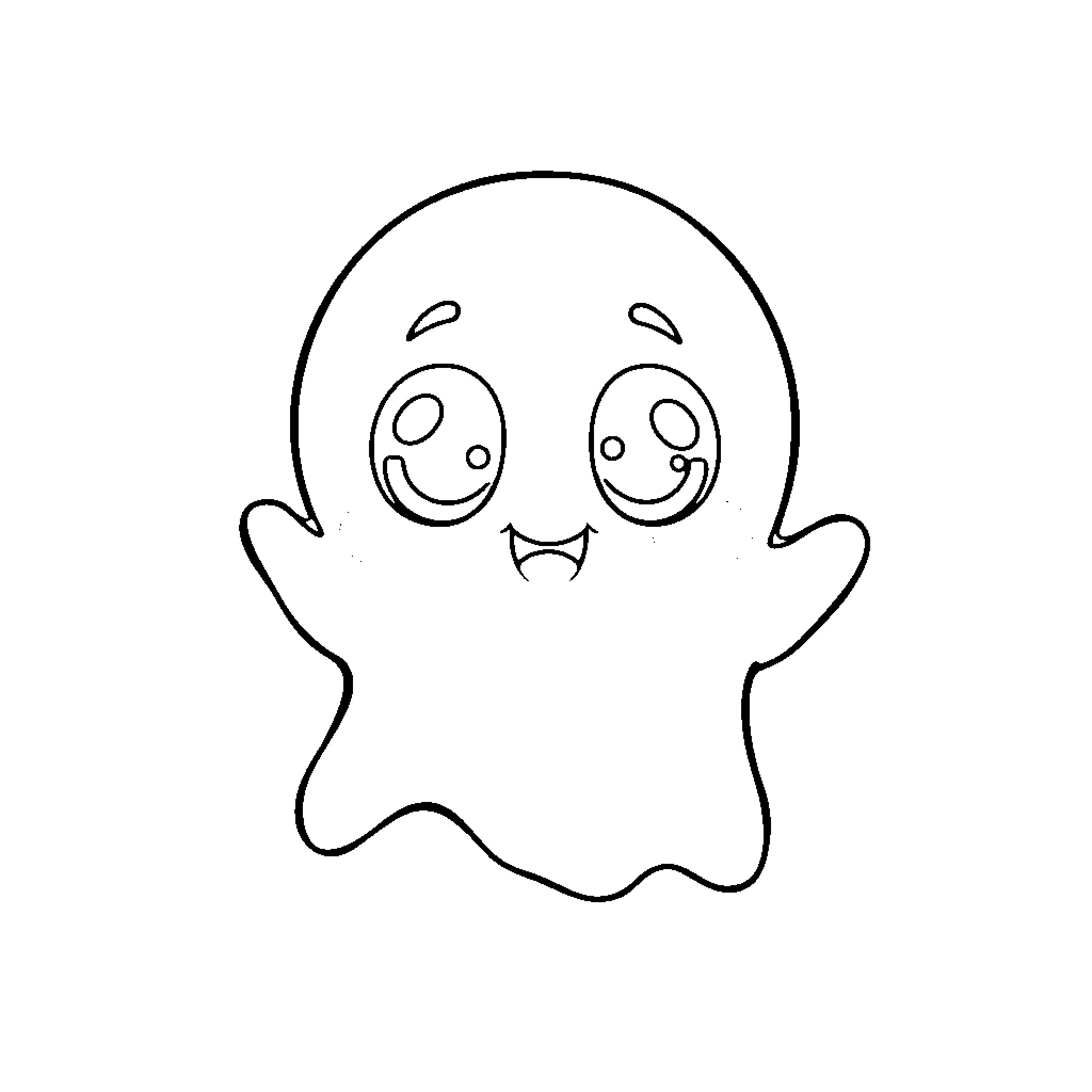 Ghost making a silly face Coloring Page (free black-and-white line drawing printable PDF for all, from beginners to advanced learners, including children, teens, adults, and seniors)