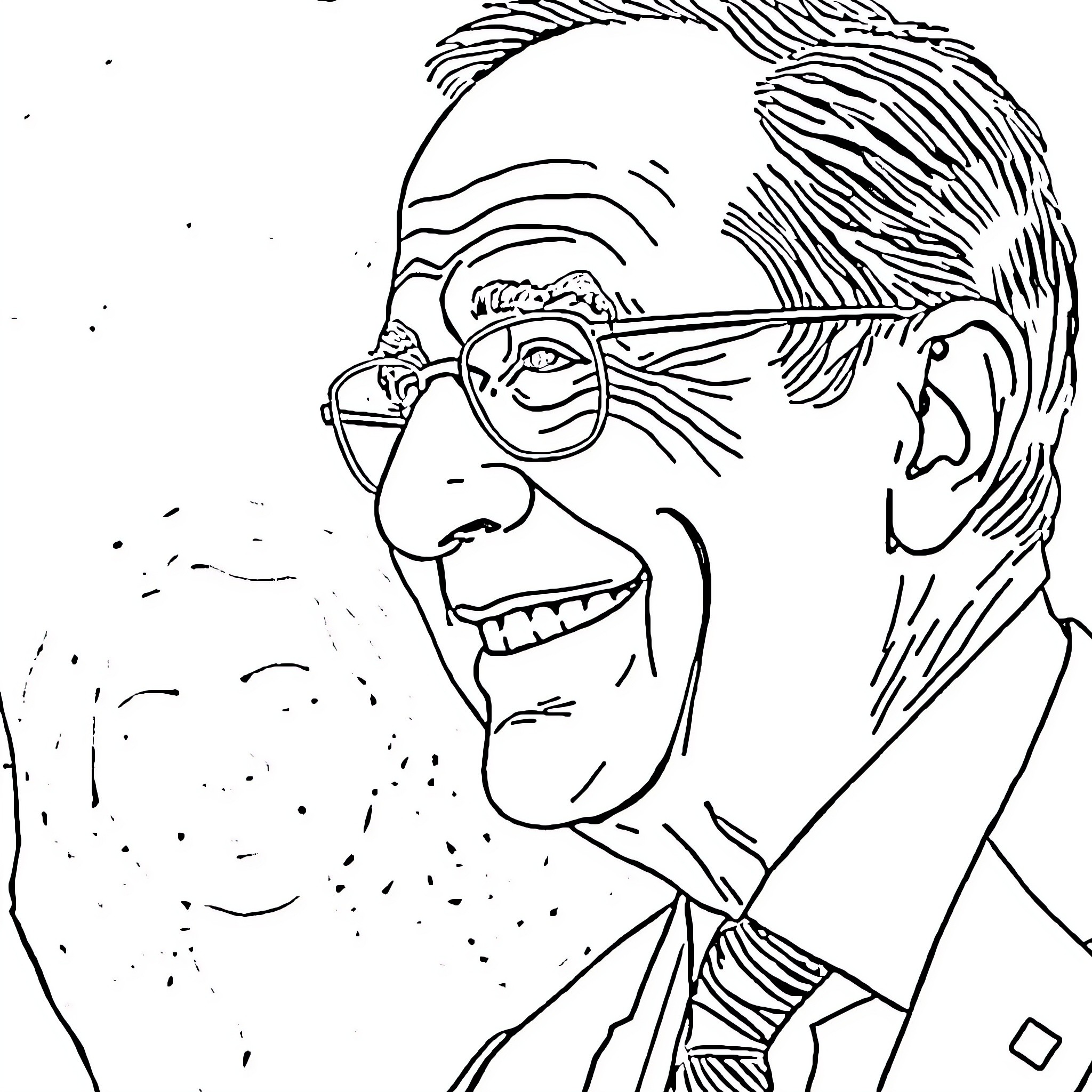 François Hollande smiling in a formal suit Coloring Page (free black-and-white line drawing printable PDF for all, from beginners to advanced learners, including children, teens, adults, and seniors)