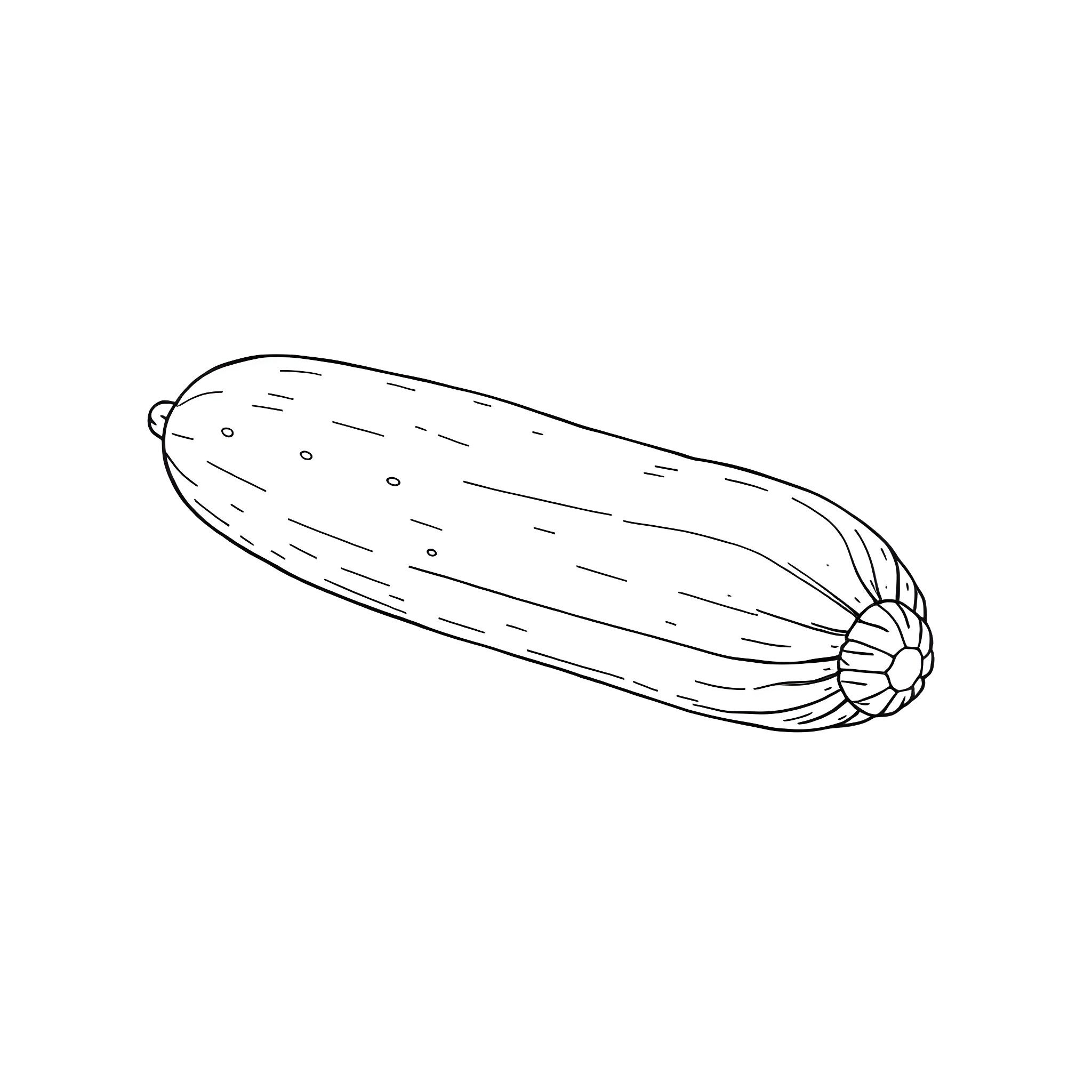 Cucumber in a simple outline Coloring Page (free black-and-white line drawing printable PDF for all, from beginners to advanced learners, including children, teens, adults, and seniors)