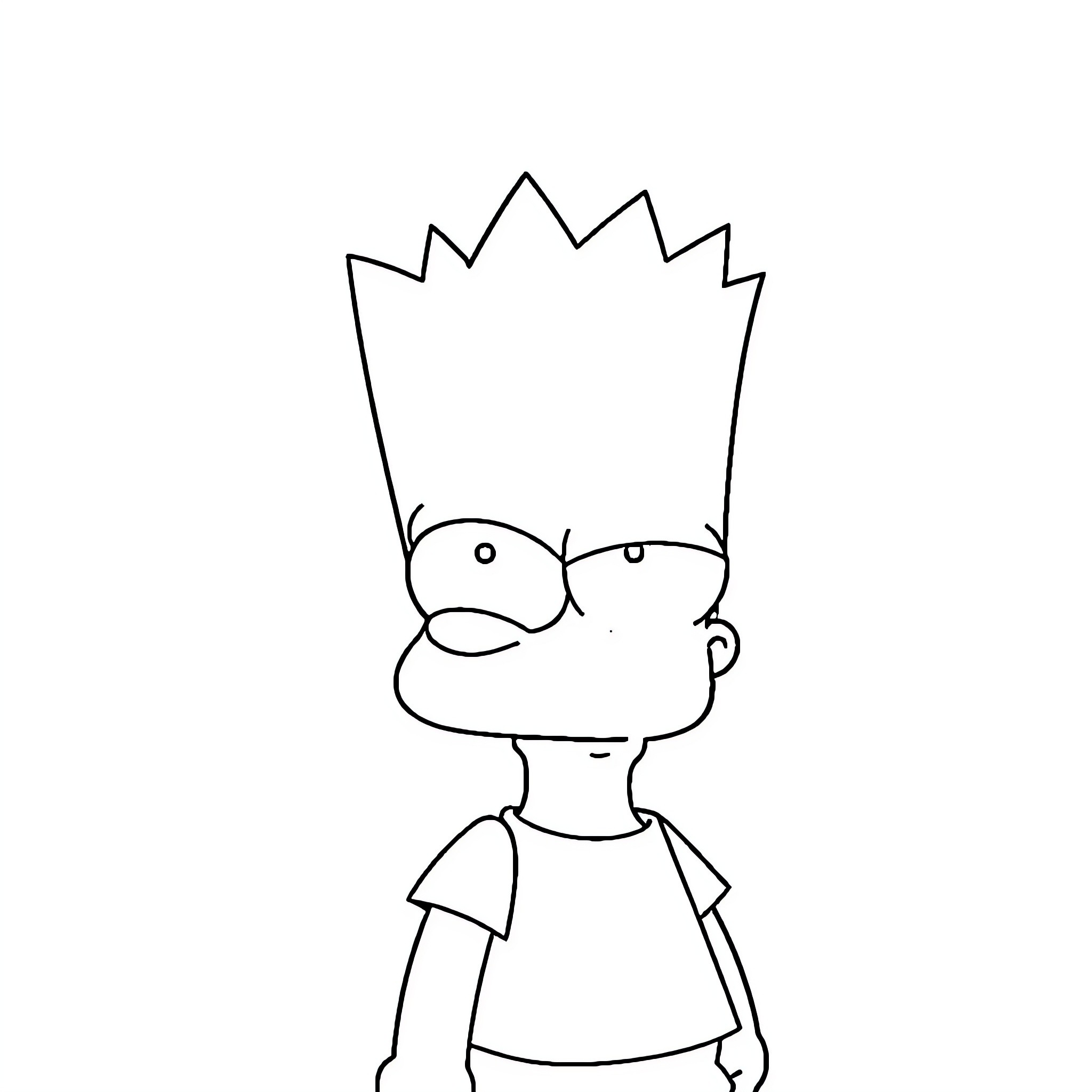 Bart Simpson expressing a mischievous look Coloring Page (free black-and-white line drawing printable PDF for all, from beginners to advanced learners, including children, teens, adults, and seniors)