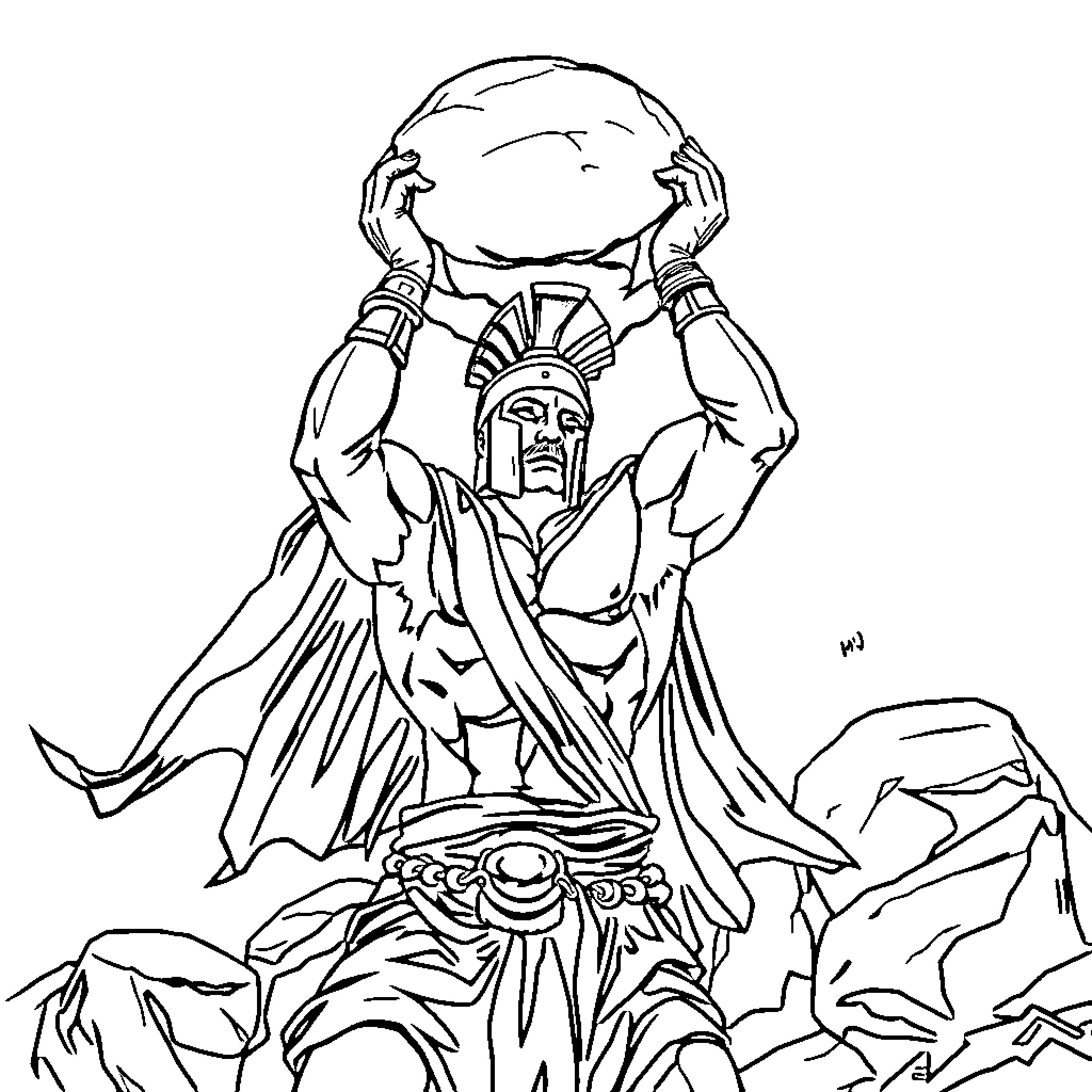 Spartan Warrior Raising Shield in Battle Coloring Page (free black-and-white line drawing printable PDF for all, from beginners to advanced learners, including children, teens, adults, and seniors)