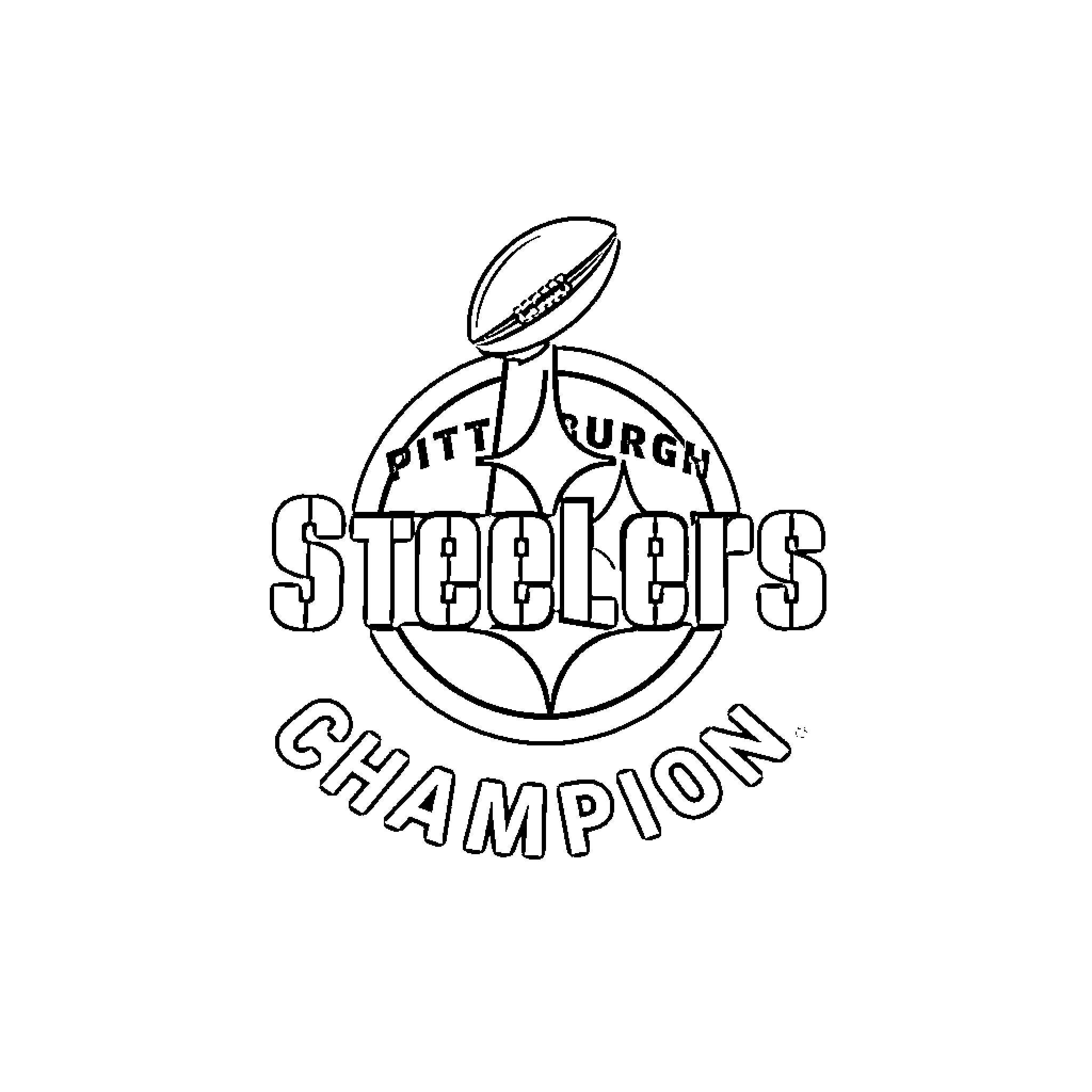 Steelers Champion with Football Logo Coloring Page (free black-and-white line drawing printable PDF for all, from beginners to advanced learners, including children, teens, adults, and seniors)