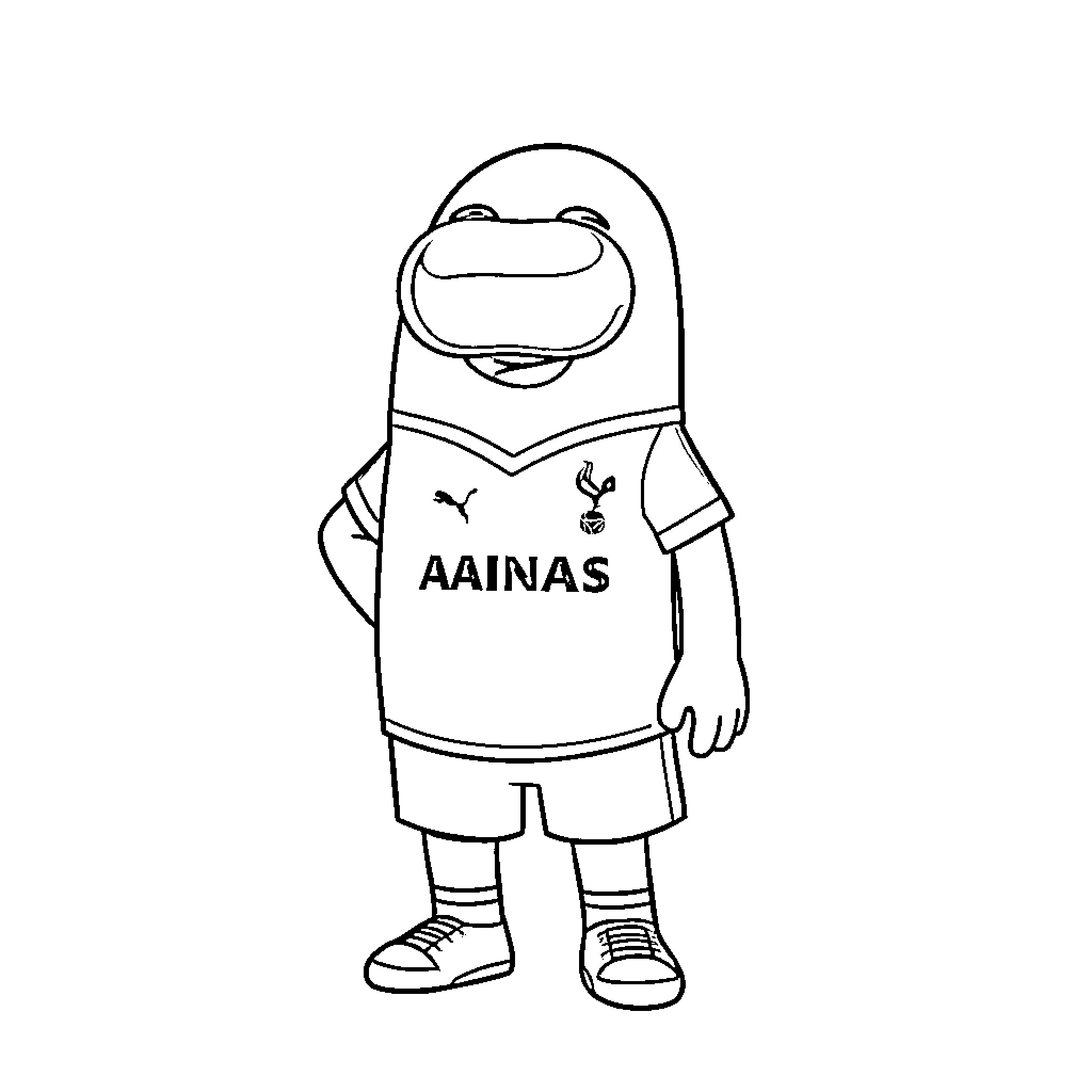 Among Us Character Wearing Sports Uniform Coloring Page (free black-and-white line drawing printable PDF for all, from beginners to advanced learners, including children, teens, adults, and seniors)