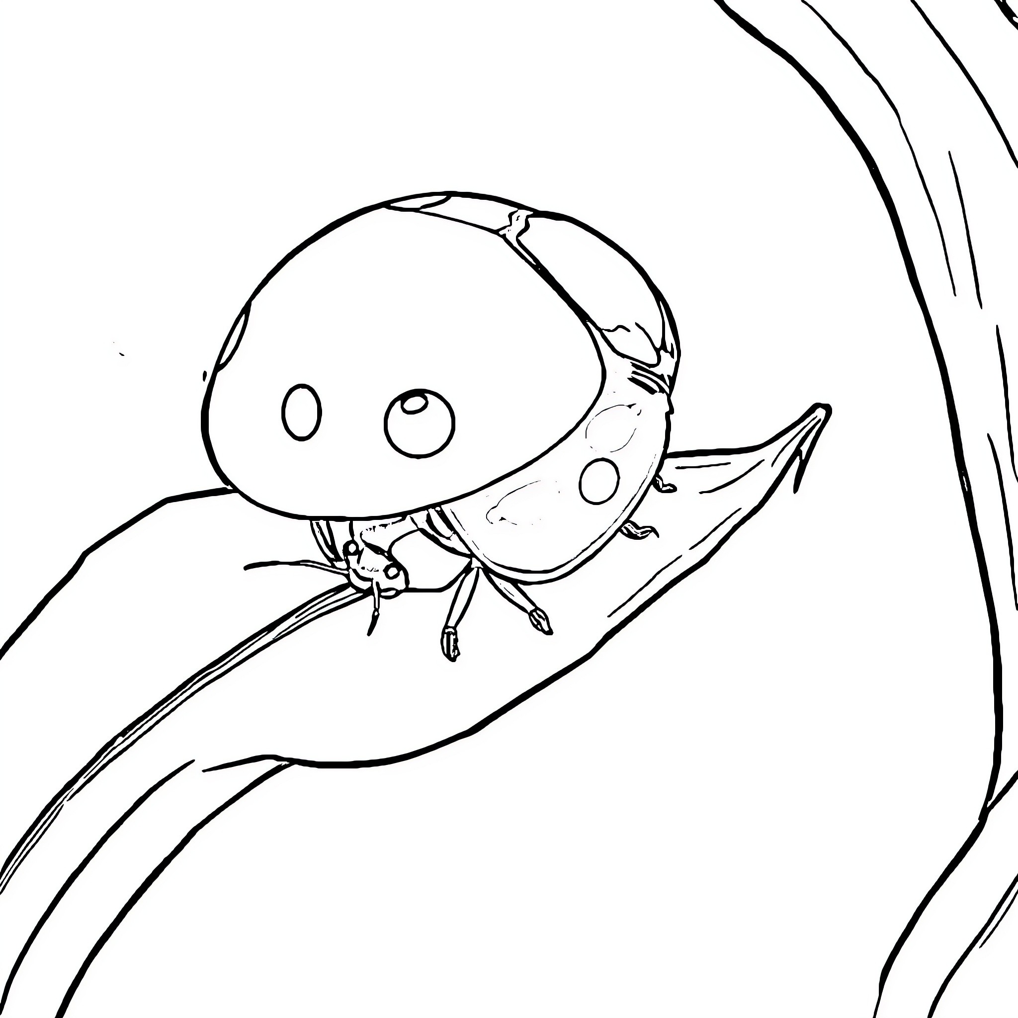 Ladybug exploring lush vegetation Coloring Page (free black-and-white line drawing printable PDF for all, from beginners to advanced learners, including children, teens, adults, and seniors)