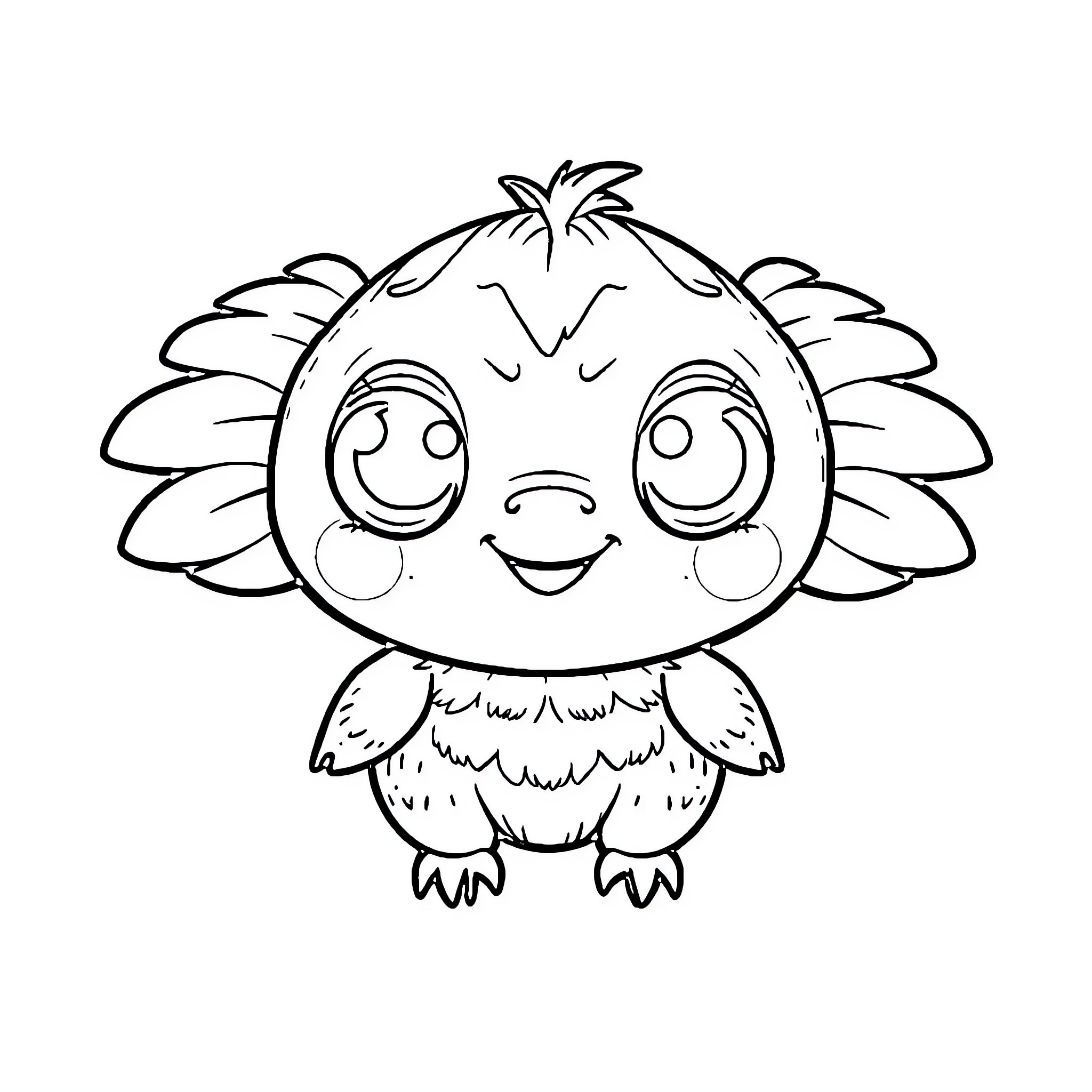 Labubu the Cute and Expressive Creature Coloring Page (free black-and-white line drawing printable PDF for all, from beginners to advanced learners, including children, teens, adults, and seniors)