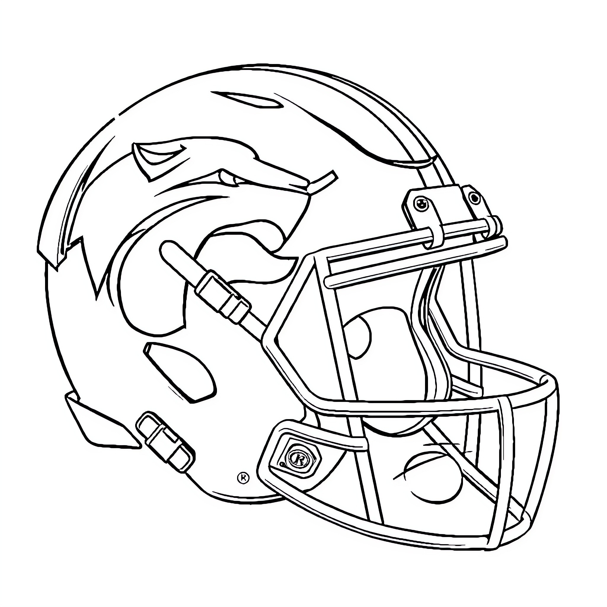Football Helmet with Detailed Design Coloring Page (free black-and-white line drawing printable PDF for all, from beginners to advanced learners, including children, teens, adults, and seniors)