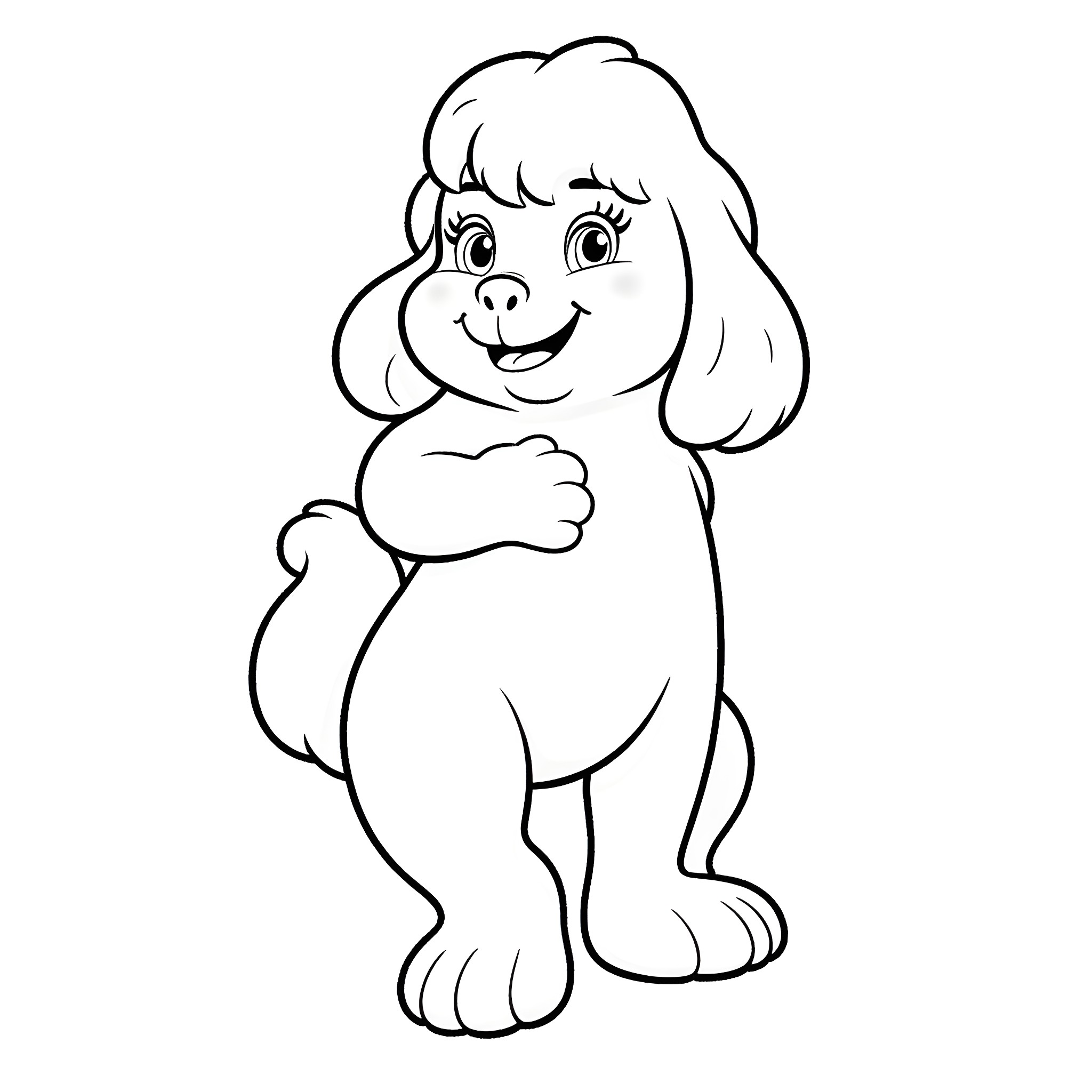 Mandy the Playful Puppy Coloring Page (free black-and-white line drawing printable PDF for all, from beginners to advanced learners, including children, teens, adults, and seniors)