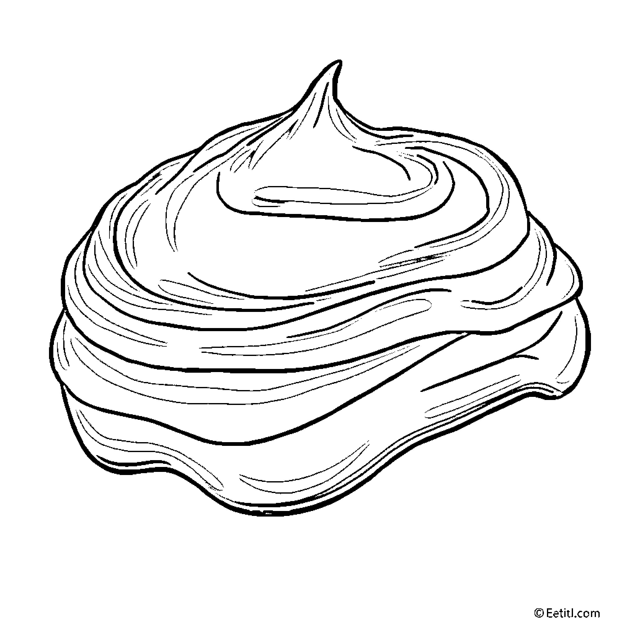 Body of a swirling dessert Coloring Page (free black-and-white line drawing printable PDF for all, from beginners to advanced learners, including children, teens, adults, and seniors)