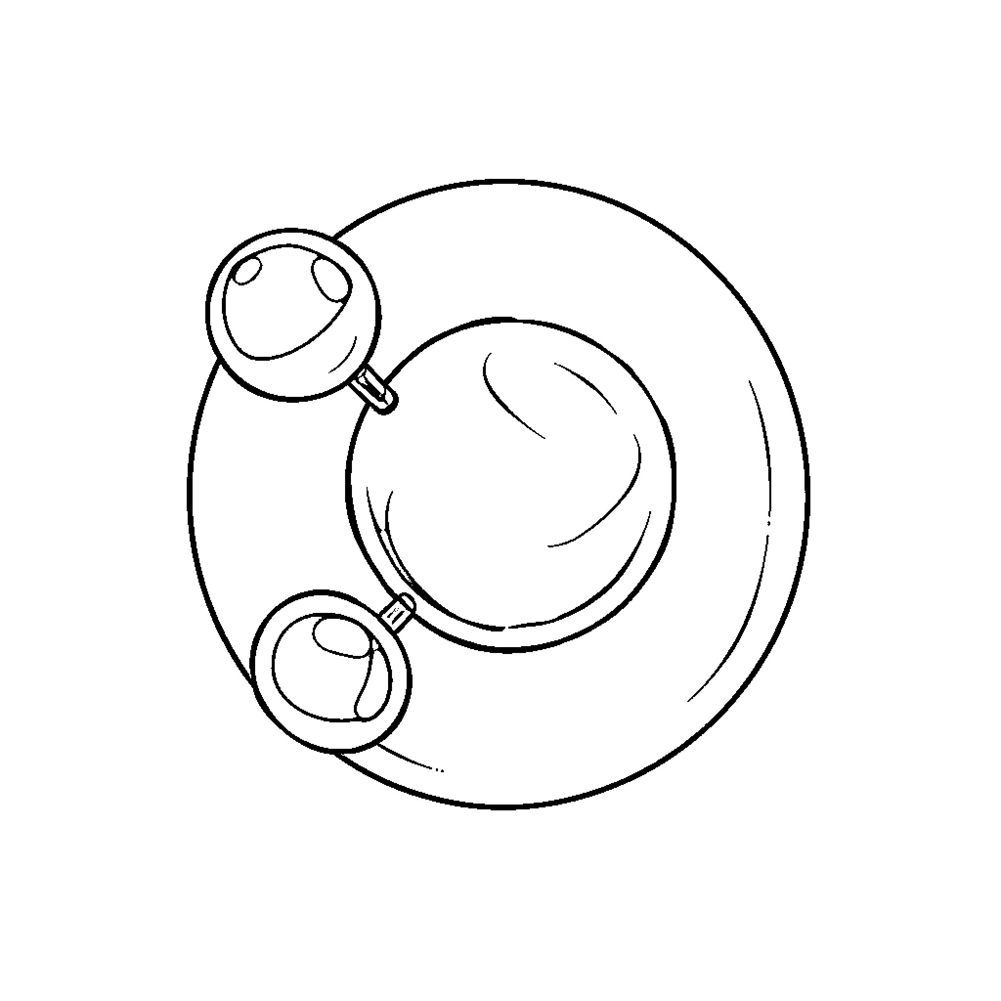 Water Molecule in Circular Motion Coloring Page (free black-and-white line drawing printable PDF for all, from beginners to advanced learners, including children, teens, adults, and seniors)