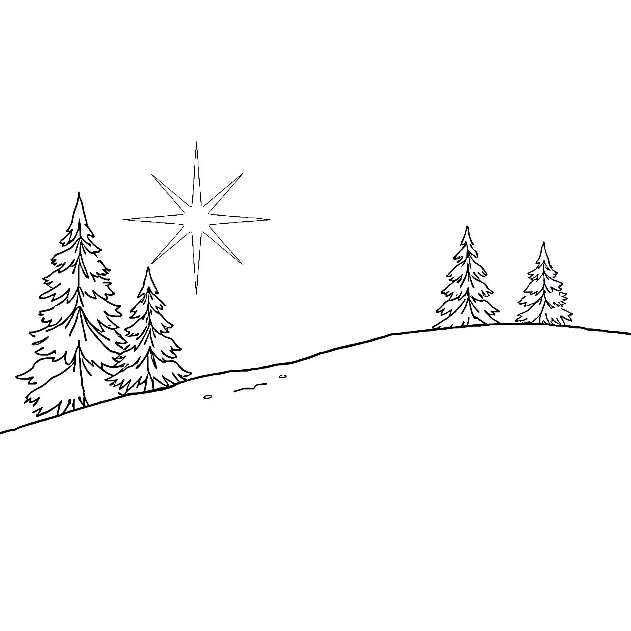 White Winter Wonderland Coloring Page (free black-and-white line drawing printable PDF for all, from beginners to advanced learners, including children, teens, adults, and seniors)