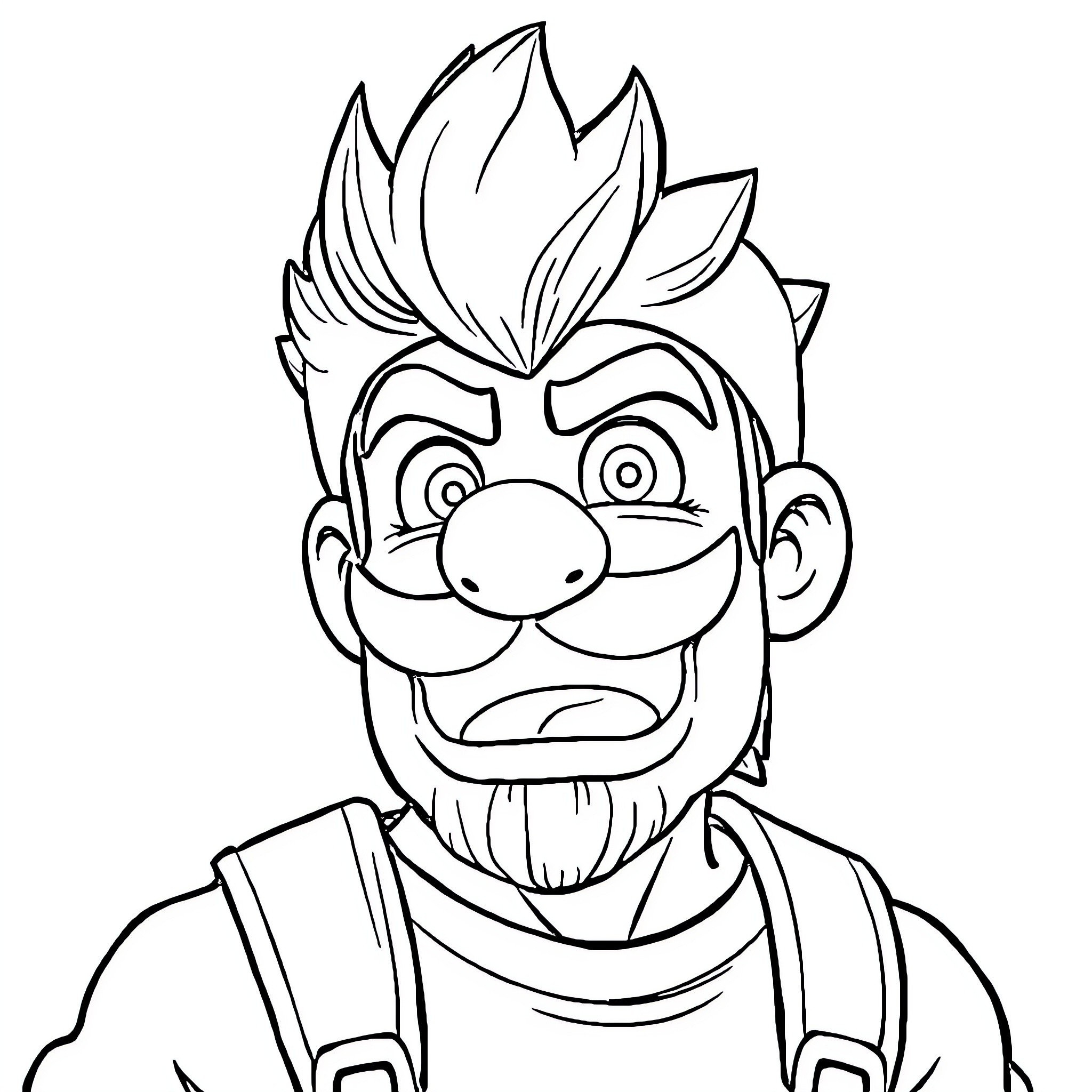 Youtubet Clashgames Character with Angry Expression Coloring Page (free black-and-white line drawing printable PDF for all, from beginners to advanced learners, including children, teens, adults, and seniors)