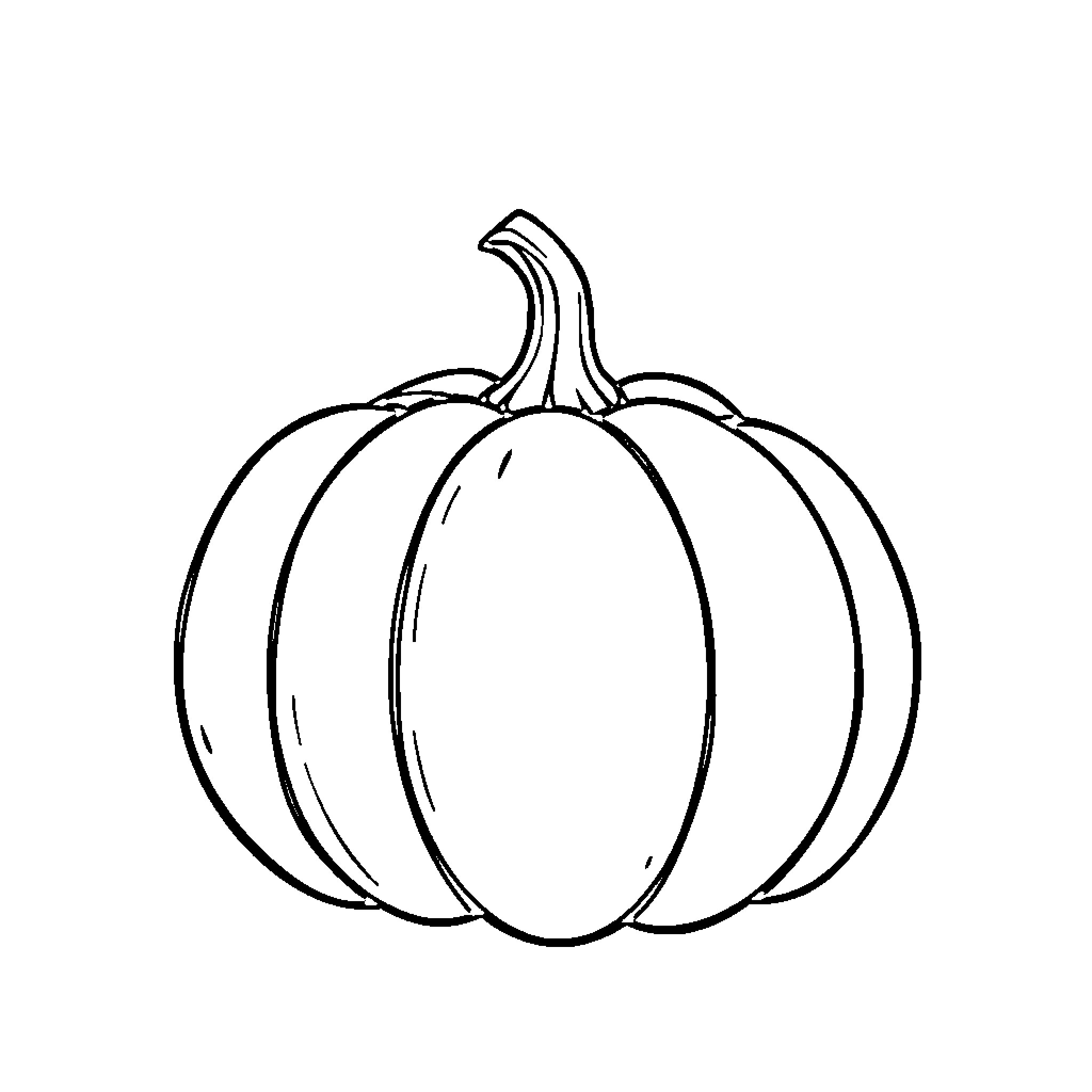 Pumpkin in simple outline Coloring Page (free black-and-white line drawing printable PDF for all, from beginners to advanced learners, including children, teens, adults, and seniors)