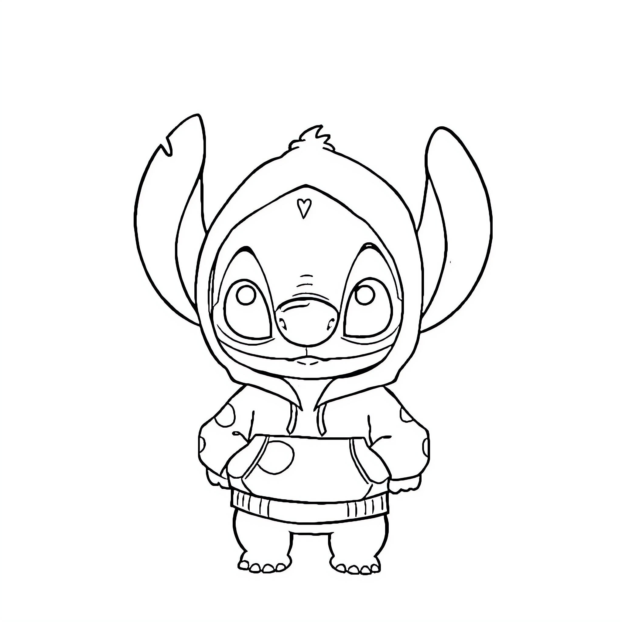 Labubu playing cheerfully with paws out Coloring Page (free black-and-white line drawing printable PDF for all, from beginners to advanced learners, including children, teens, adults, and seniors)