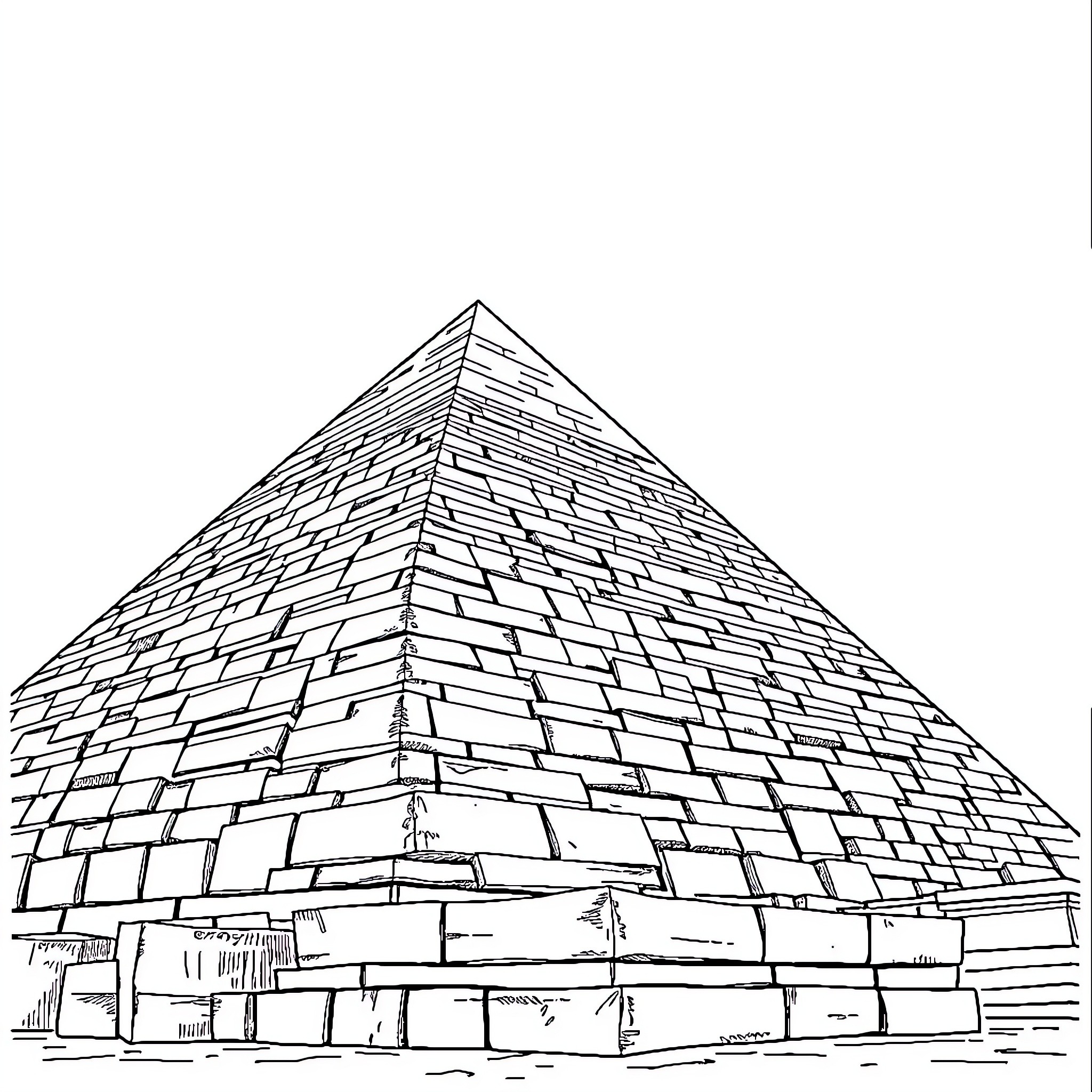 Pyramid of Geometric Patterns and Shapes Coloring Page (free black-and-white line drawing printable PDF for all, from beginners to advanced learners, including children, teens, adults, and seniors)