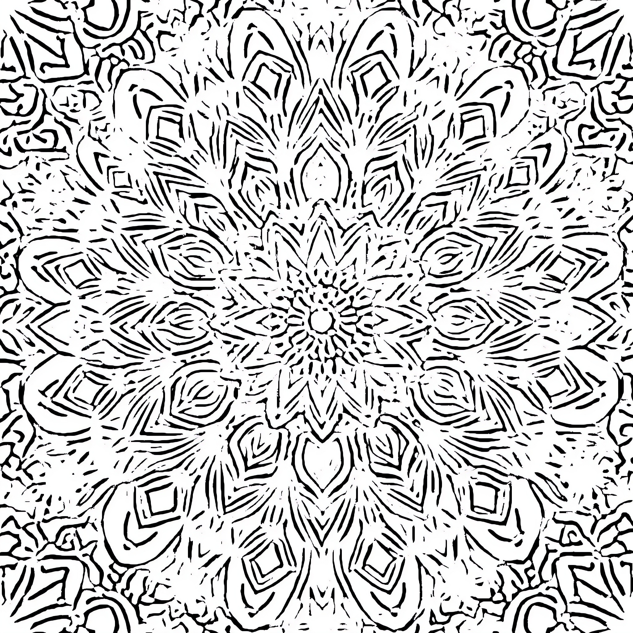 Mandalas of intricate geometric patterns Coloring Page (free black-and-white line drawing printable PDF for all, from beginners to advanced learners, including children, teens, adults, and seniors)