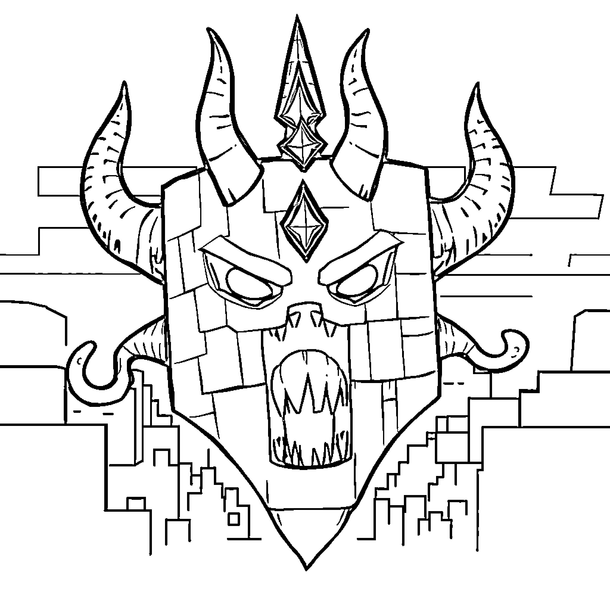 Siren Head's Demonic Visage and Intricate Design Coloring Page (free black-and-white line drawing printable PDF for all, from beginners to advanced learners, including children, teens, adults, and seniors)