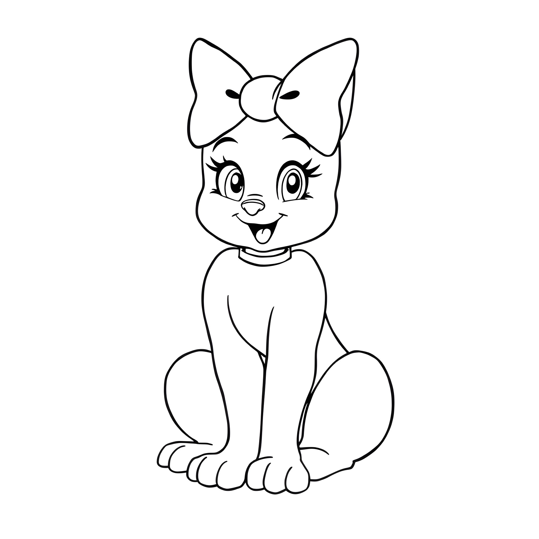 Bowsette's Cute Cartoon-like Cat Companion Coloring Page (free black-and-white line drawing printable PDF for all, from beginners to advanced learners, including children, teens, adults, and seniors)