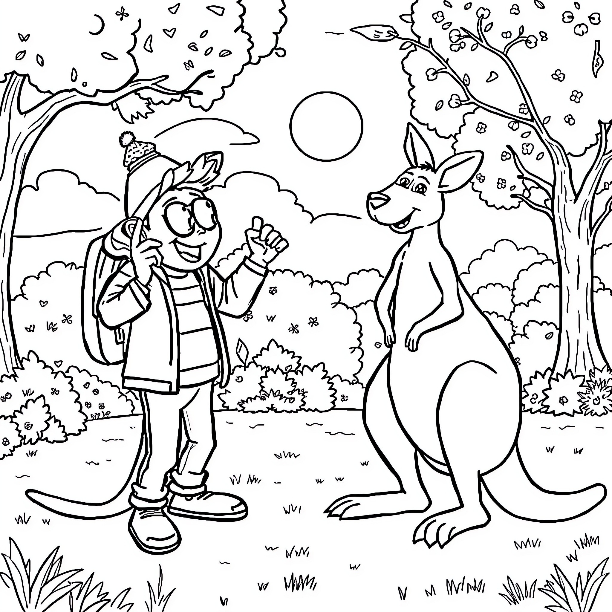 Jimmy Rambles in the Enchanted Forest Coloring Page (free black-and-white line drawing printable PDF for all, from beginners to advanced learners, including children, teens, adults, and seniors)