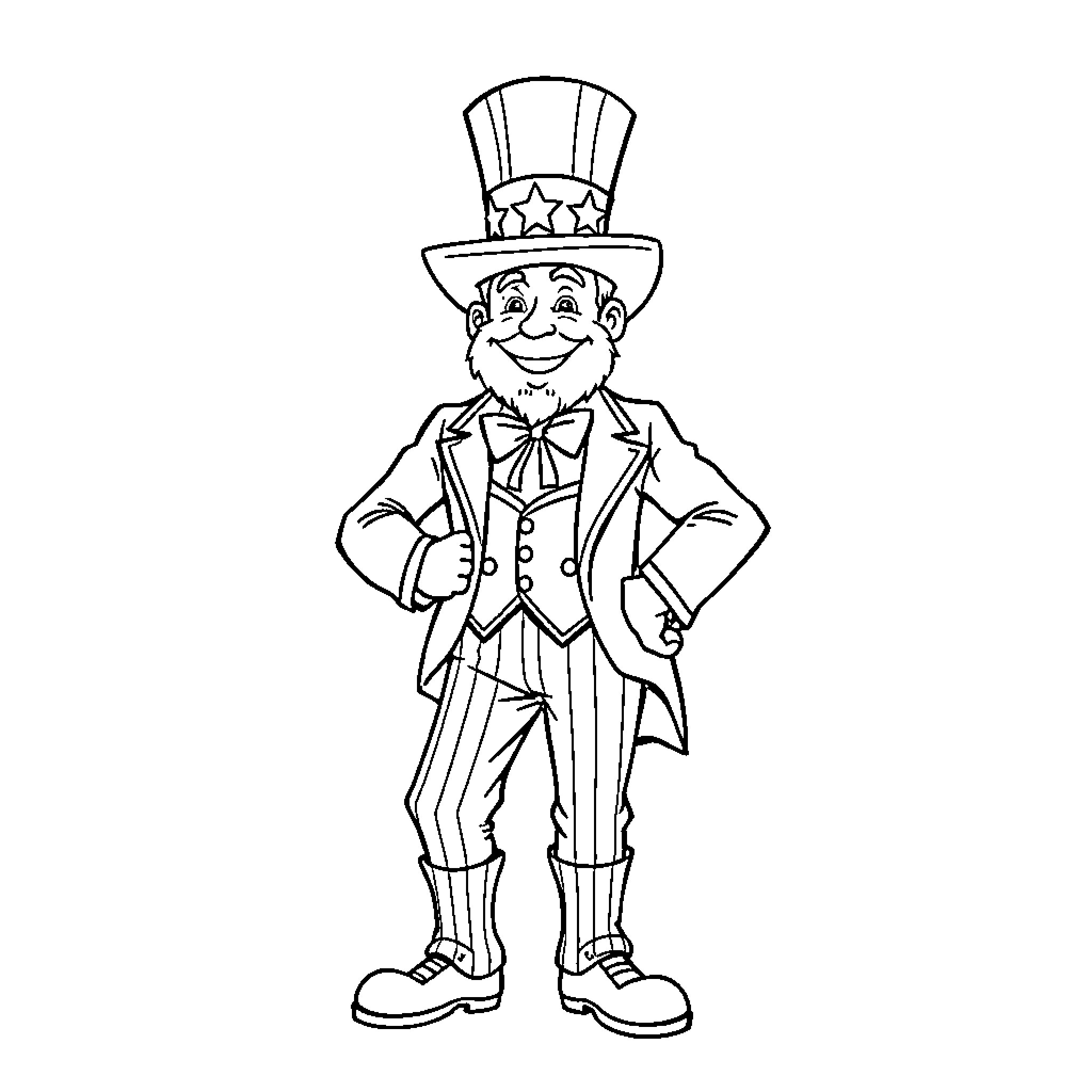 Homelander in Patriotic Outfit Smiling Cheerfully Coloring Page (free black-and-white line drawing printable PDF for all, from beginners to advanced learners, including children, teens, adults, and seniors)