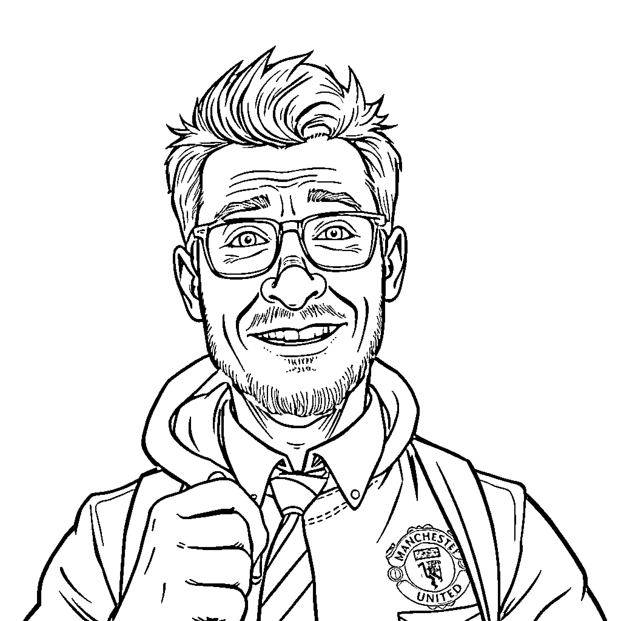 Teacher in Casual Attire with Glasses Coloring Page (free black-and-white line drawing printable PDF for all, from beginners to advanced learners, including children, teens, adults, and seniors)